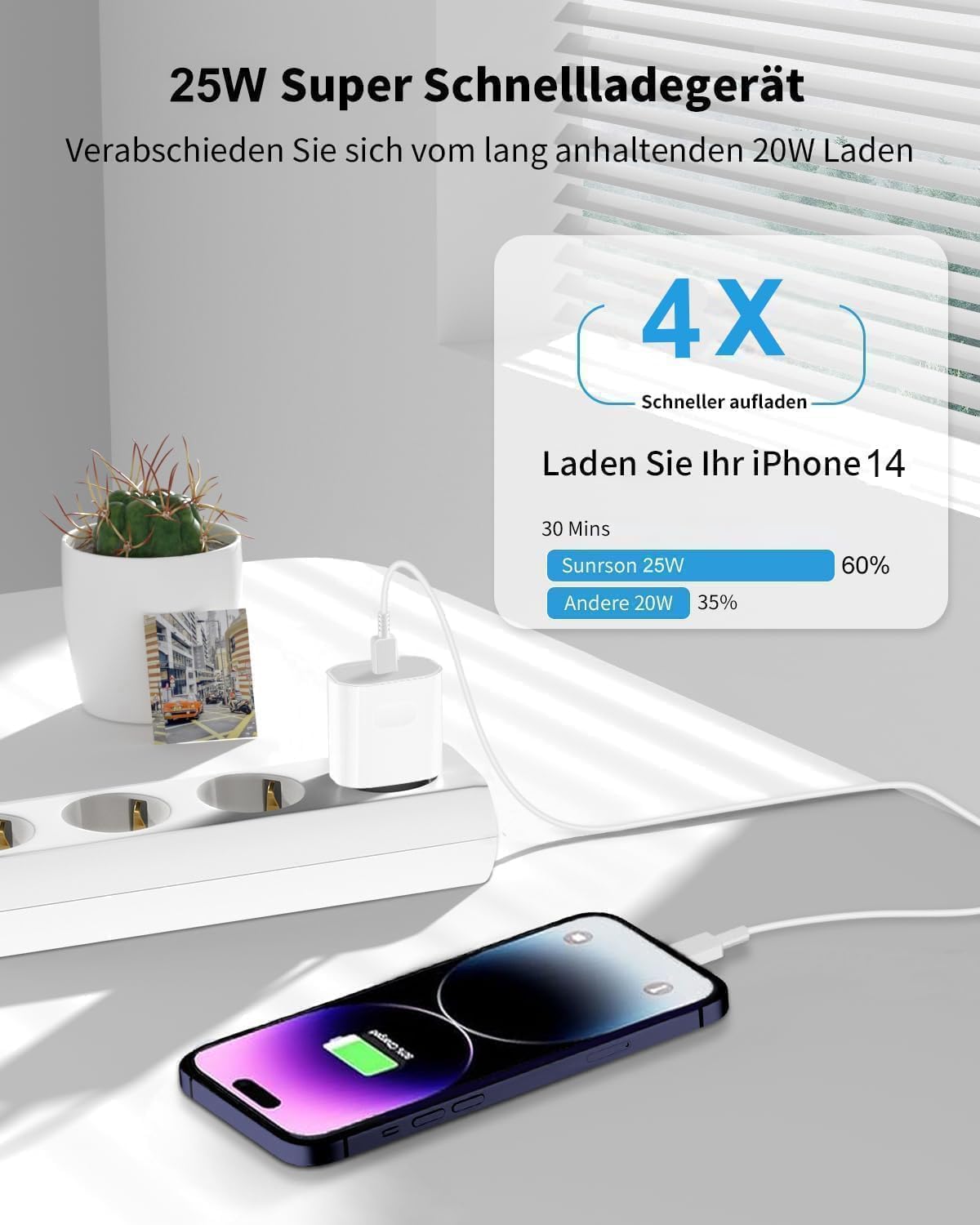 Thumbnail 2 de iPhone Schnellladegerät 25W USB-C Ladegerät mit 2M Kabel