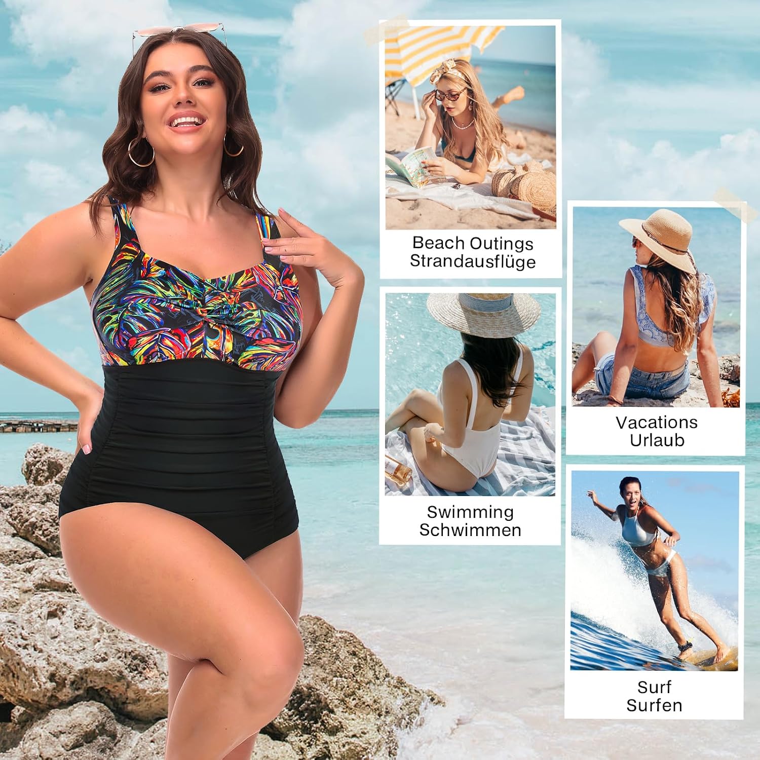 Detalle de Hanna Nikole Plus Size Tummy Control Swimsuit