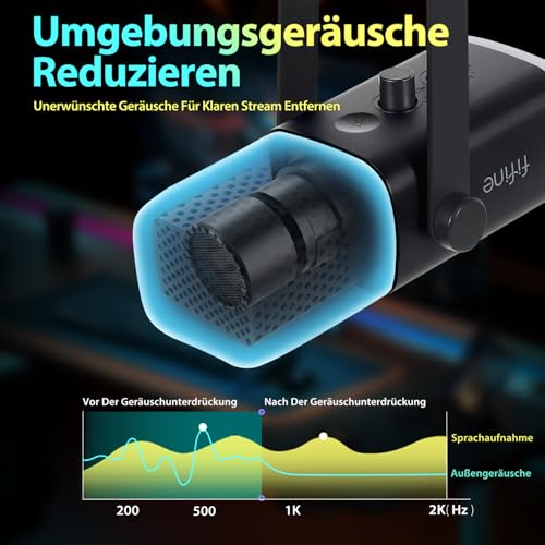 Thumbnail 6 de FIFINE XLR-Streaming-Mikrofon mit Arm, USB/XLR, RGB und Stummschalttaste
