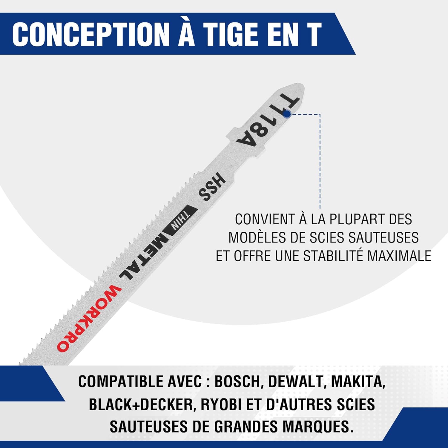 Thumbnail 3 de WORKPRO Lames de scie sauteuse T — 25 pièces