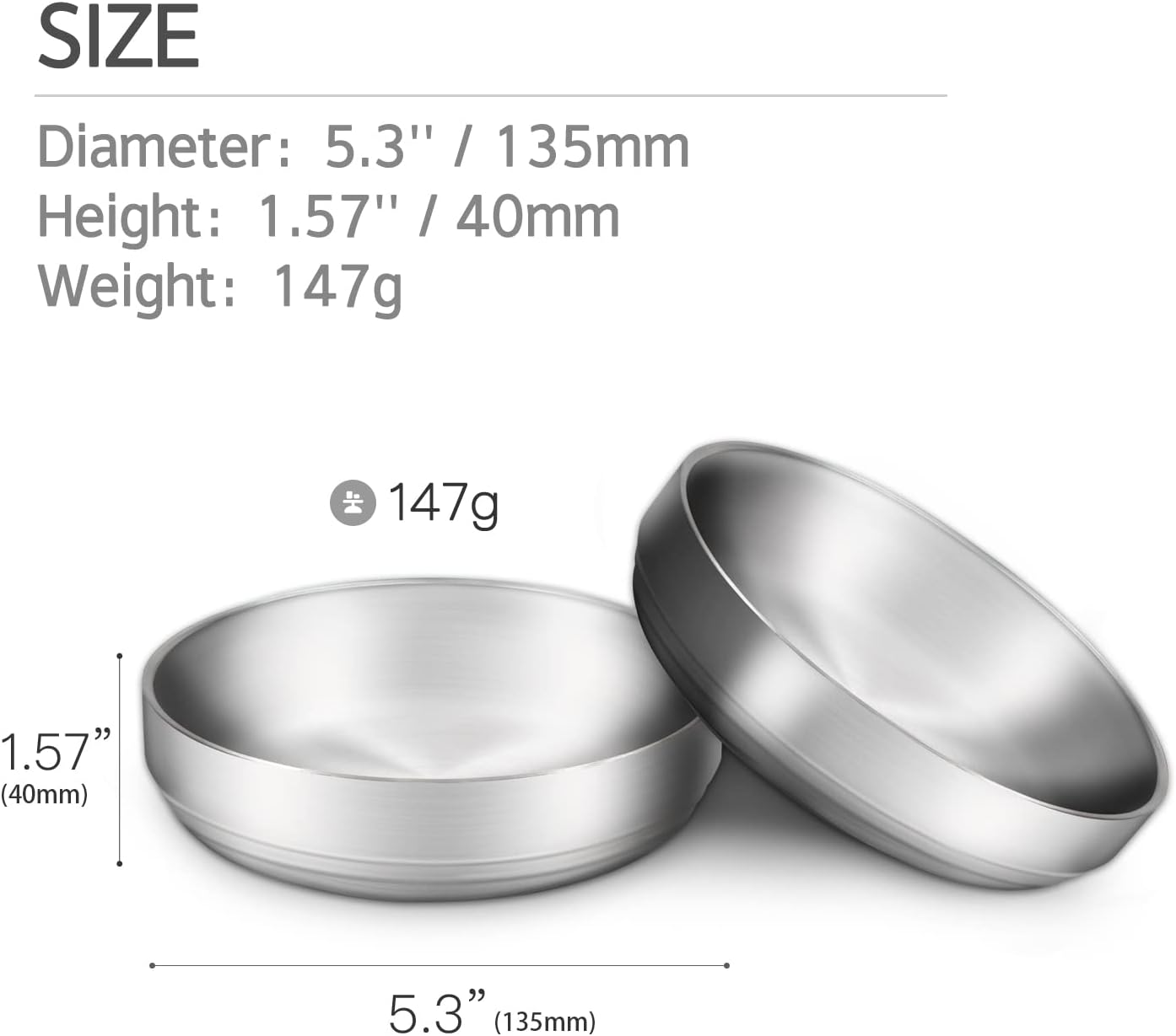 Thumbnail 3 de 2x Stainless Steel Cat Bowls (304) – Drop-proof, Easy-clean, Curved inner design