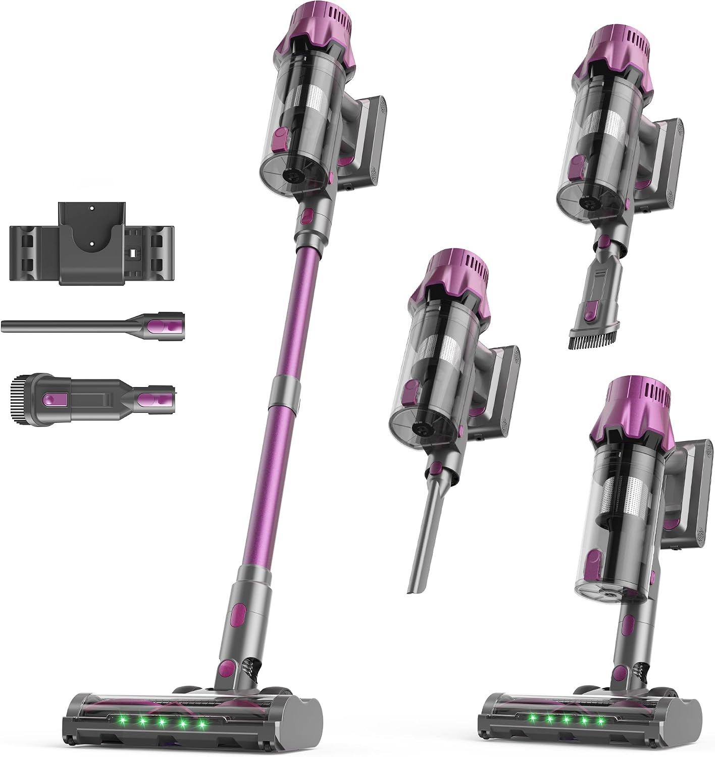 Detalle de Zerinax RV20-Mulberry Cordless Stick Vacuum, 55KPa, 600W, 70-Minute Runtime