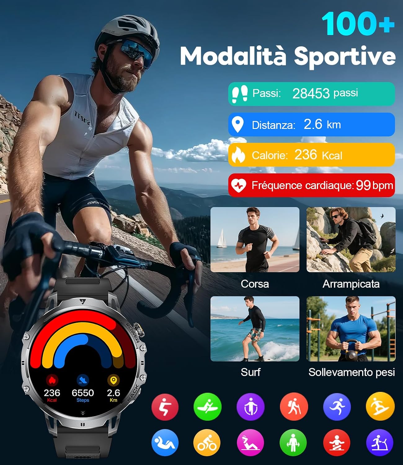 Detalle 2 de FITFLEX smartwatch uomo 1,85 pollici