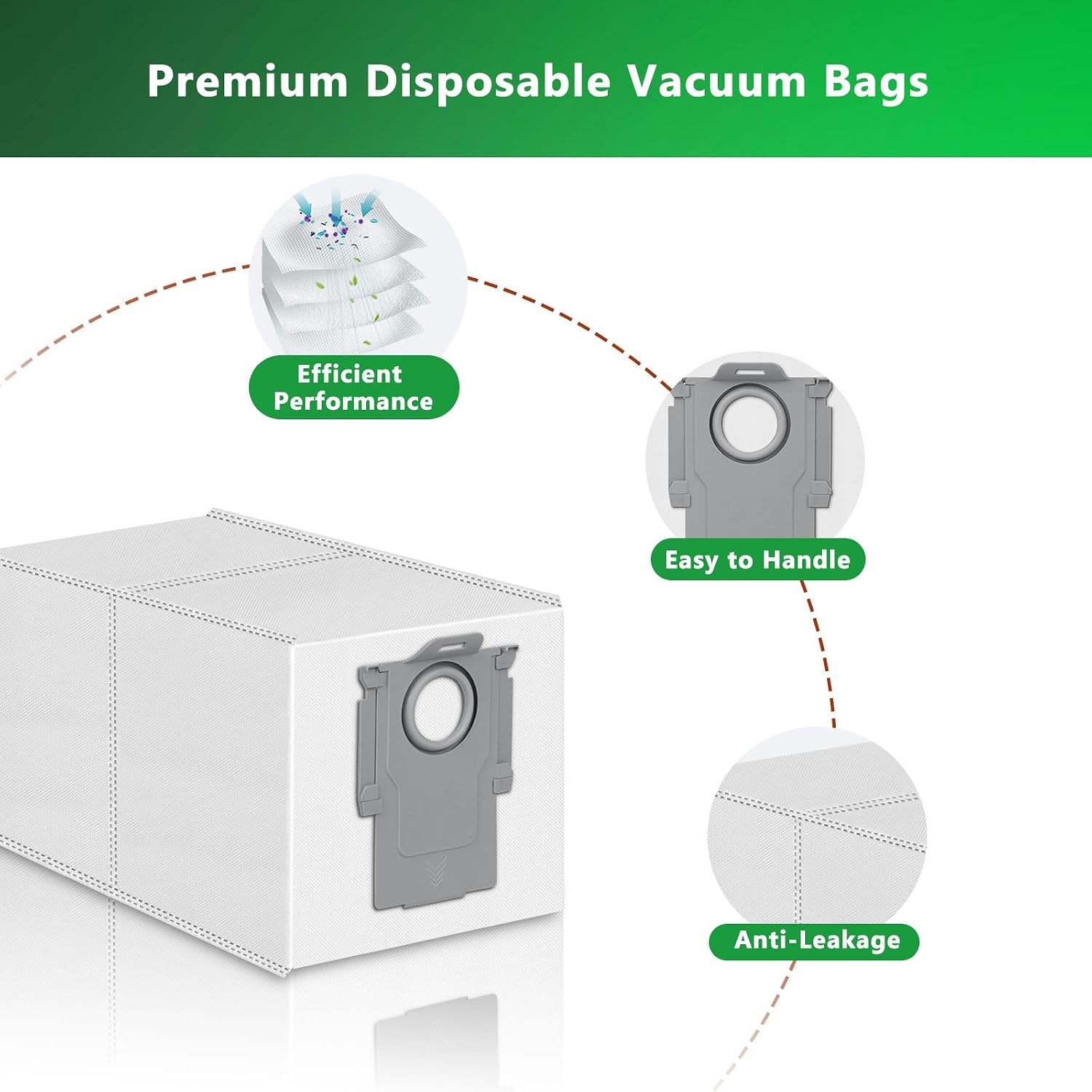 Detalle 2 de VIEWALL YP-DUST BAG-S8 MaxV Ultra-10 Robot Vacuum Dust Bags, 10 Pack