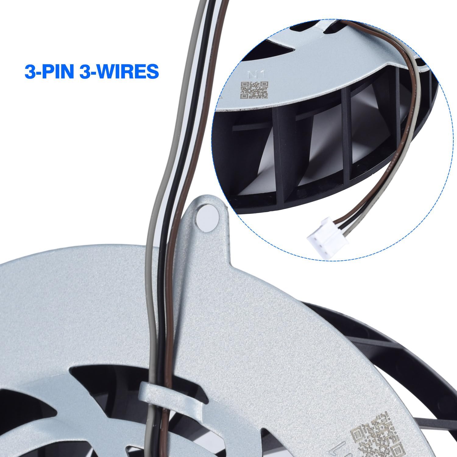 Detalle de KBRPARTS 11541GS-12M-WB-01 PS5 Slim交換用冷却ファン 19枚羽根・3ピン