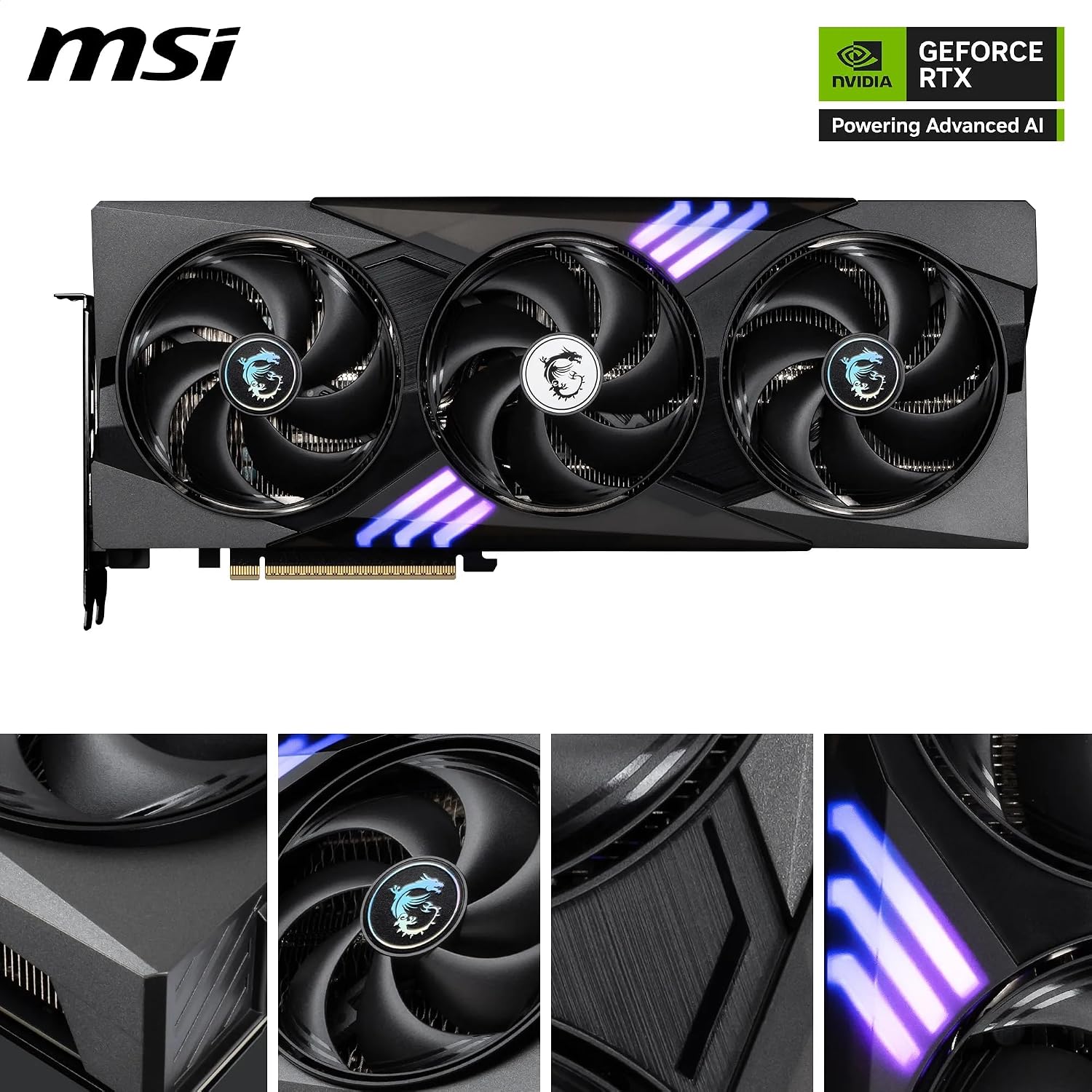 Detalle de MSI GeForce RTX 5070 12G Gaming Trio OC – 12 GB GDDR7, PCIe 5, 2610 MHz Boost