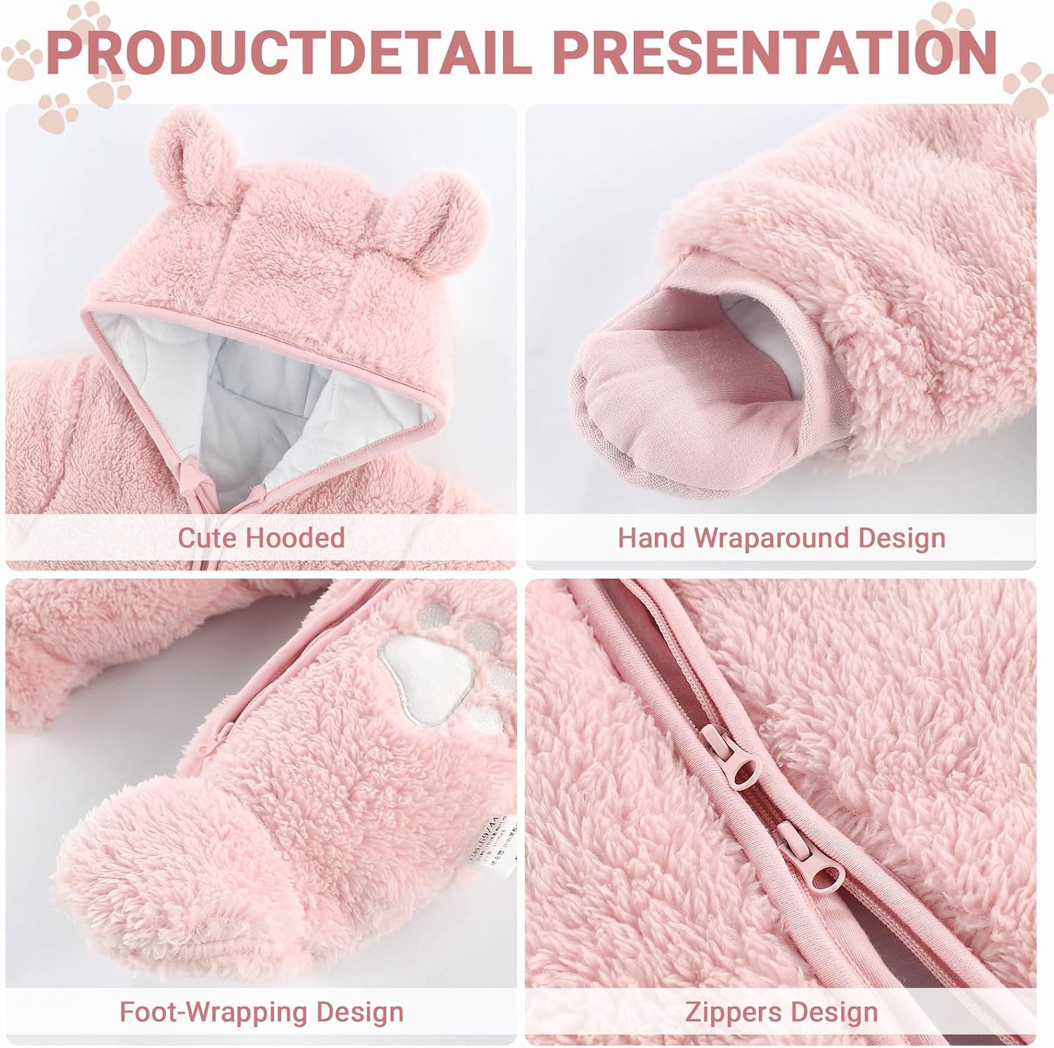 Thumbnail 3 de JiAmy Newborn Winter Hooded Romper 0-12m