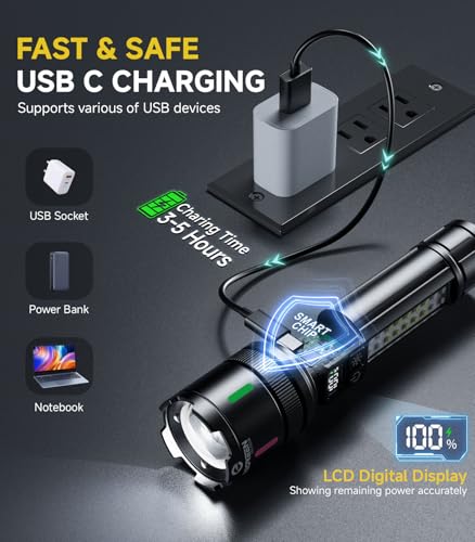 Thumbnail 6 de Esgreen Taschenlampe LED Aufladbar 2er-Set – 1.000.000 Lumen, USB‑C, LCD Display