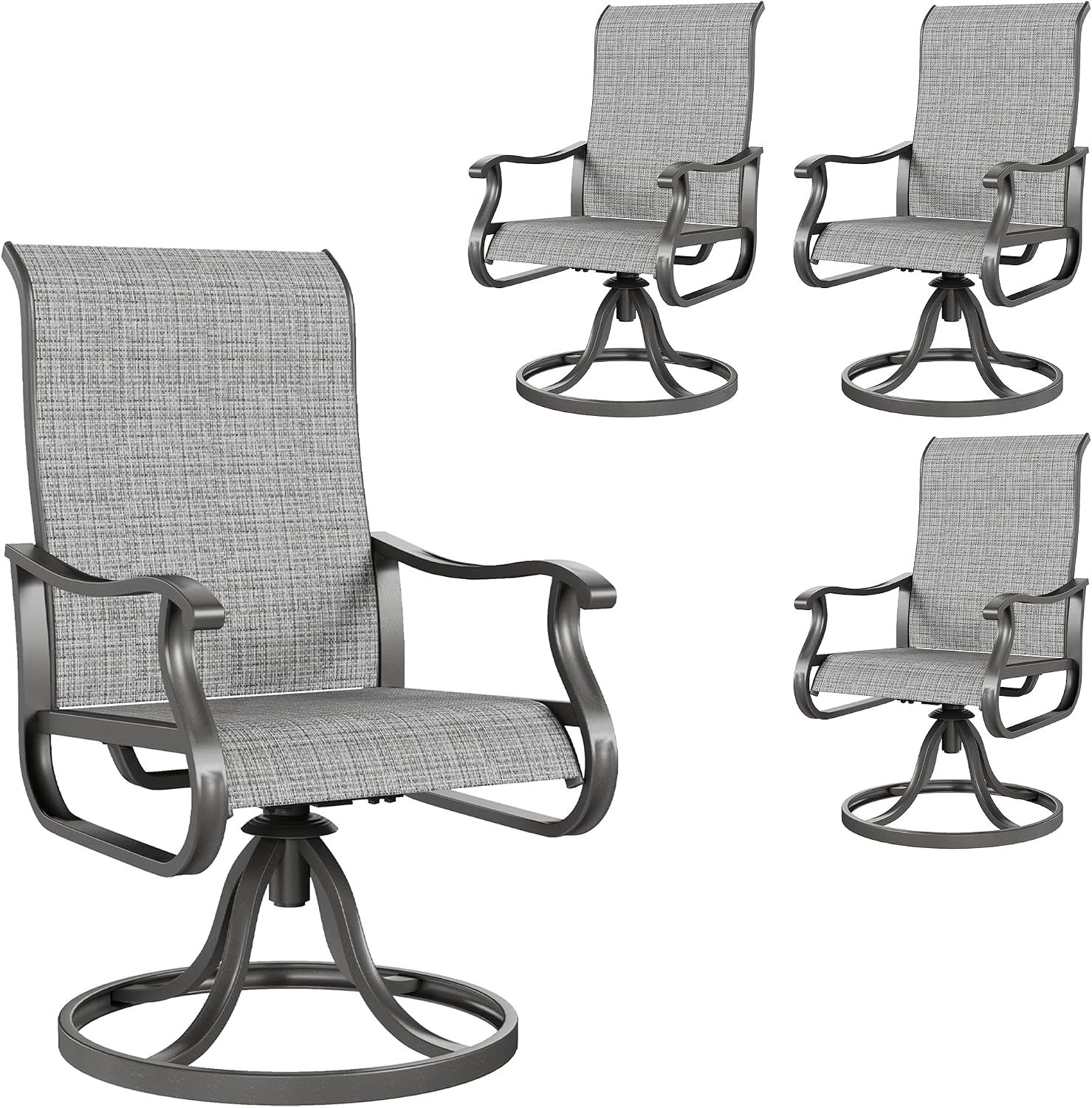 Amopatio Patio Swivel Chairs Set of 4, Outdoor Dining Chairs with 360° Swivel