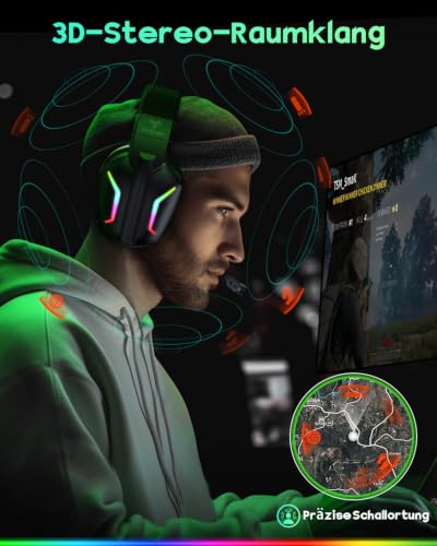 Detalle 2 de WESEARY WG1 Gaming-Headset kabellos mit 50-mm-Treibern, ENC-Mikrofon und 60 Stunden Akku
