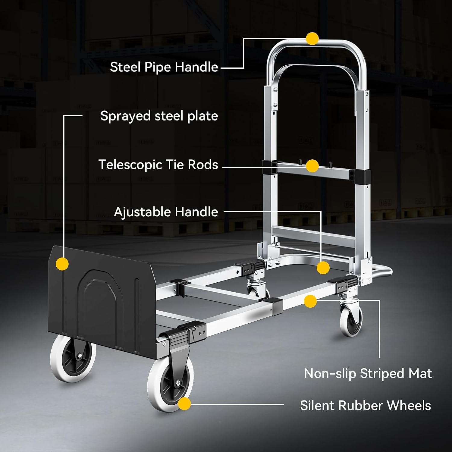 Detalle de SILVEL Folding Hand Truck, 600 lb Capacity