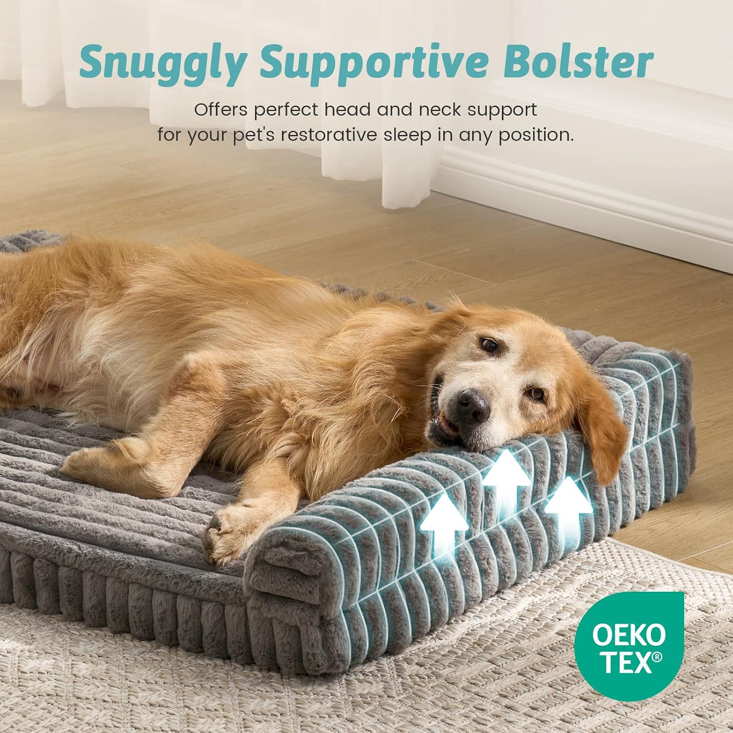 Thumbnail 3 de COZY KISS Orthopaedic Dog Bed for Extra Large Dogs — 110x80x17cm with Egg-Crate Foam and Removable Waterproof Cover