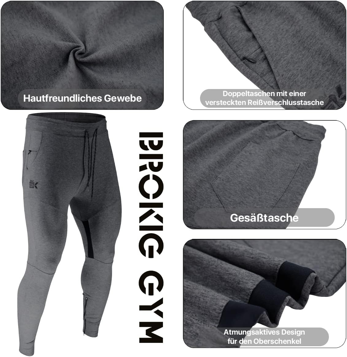 Thumbnail 4 de BROKIG Herren Jogginghose Baumwolle Sporthose Slim Fit