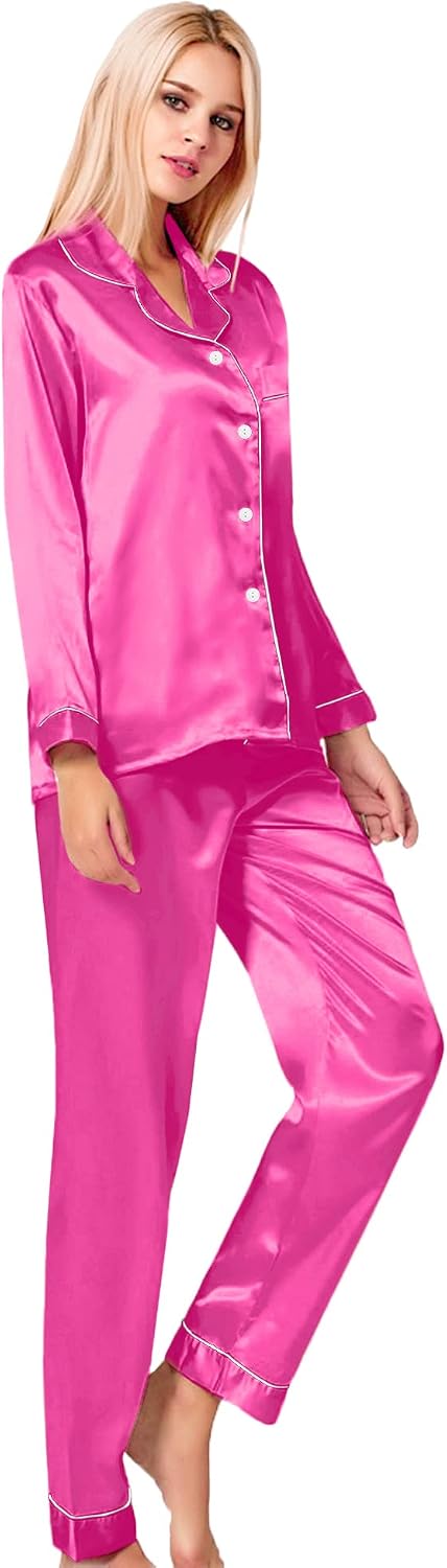 Detalle 2 de SWOMOG Silk Satin Pajamas Set XS-3XL