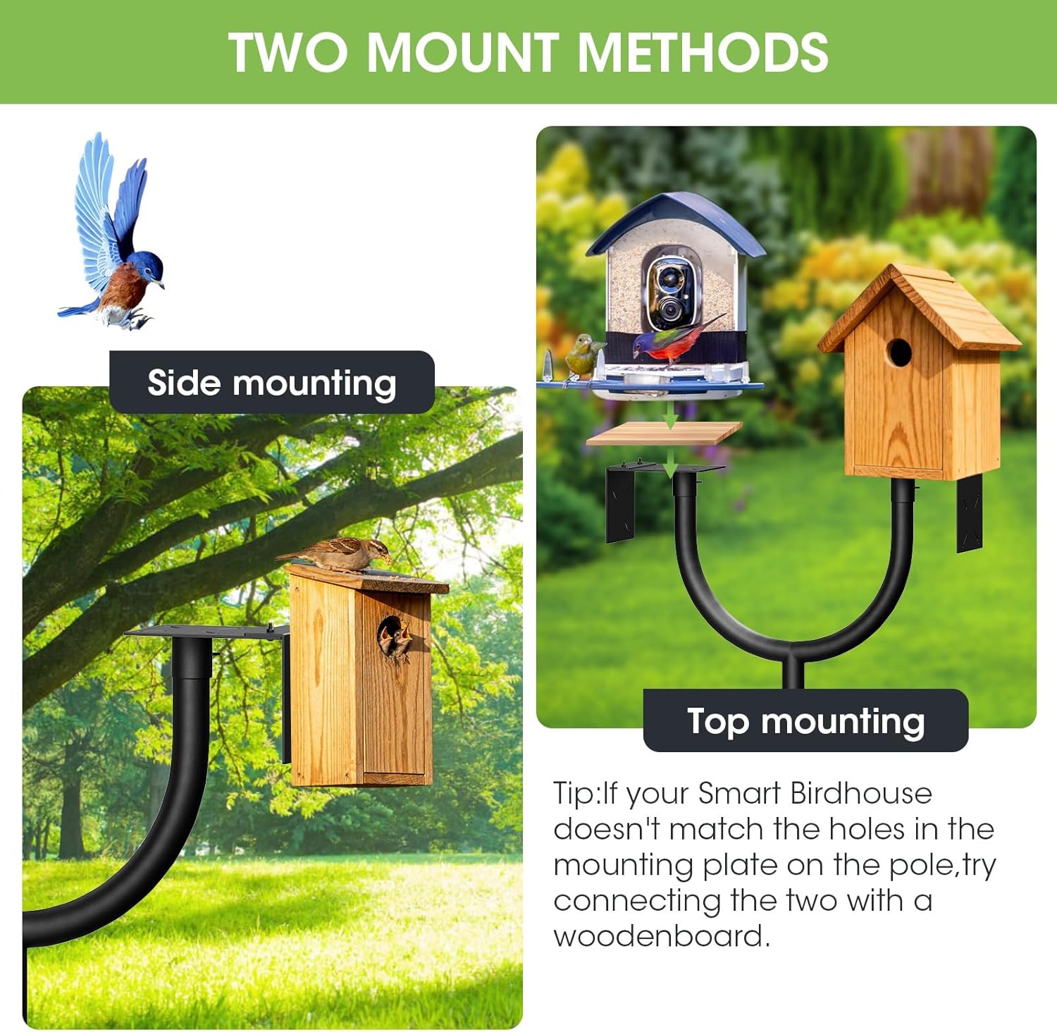 Thumbnail 4 de MQHUAYU Adjustable Bird Feeder Pole (47–108 inch) with 5-Prong Ground Stake and Squirrel Baffle