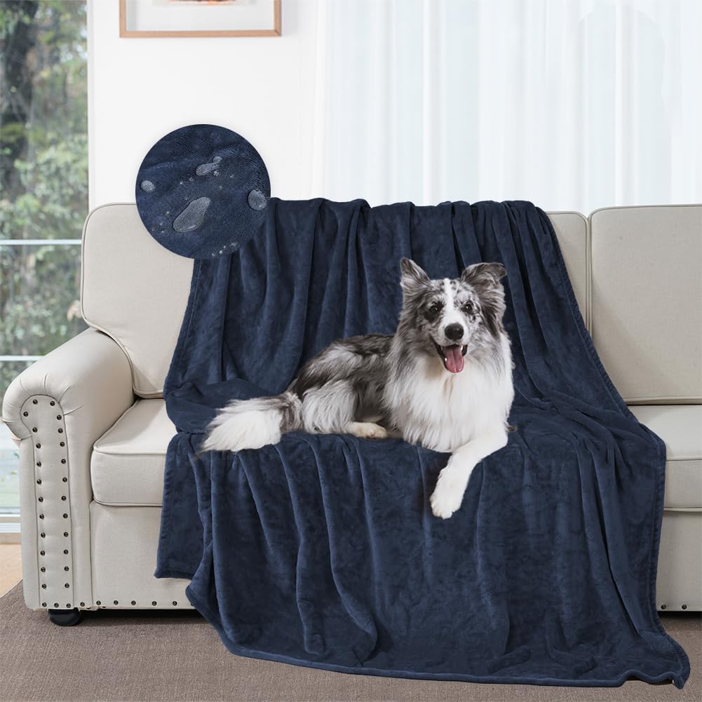 Detalle de DUJUIKE Coperta da letto impermeabile double face in flanella (76x102 cm) blu navy