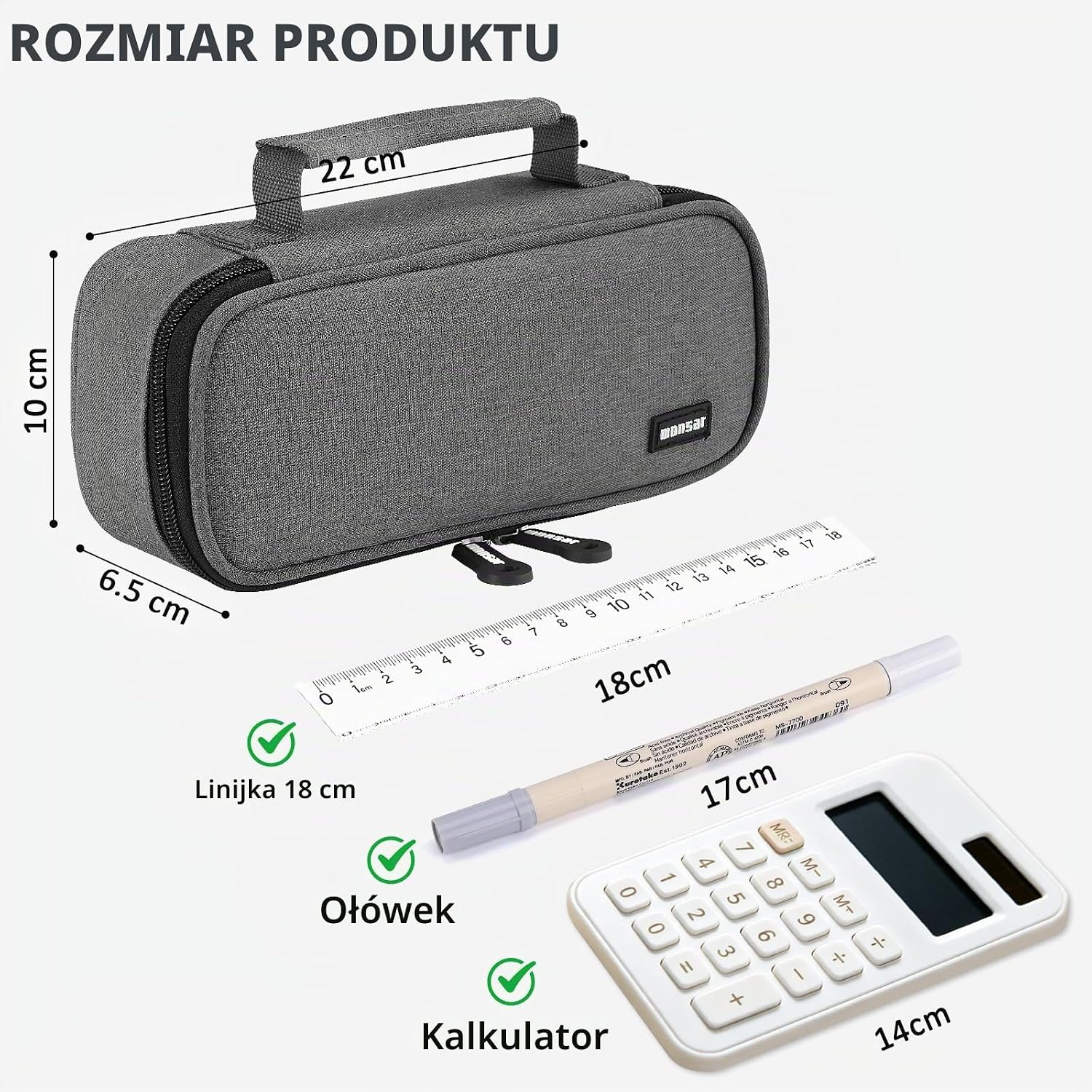 Detalle 2 de wonsar Simple – piórnik 4-komorowy z tkaniny Oxford, ciemnoszary