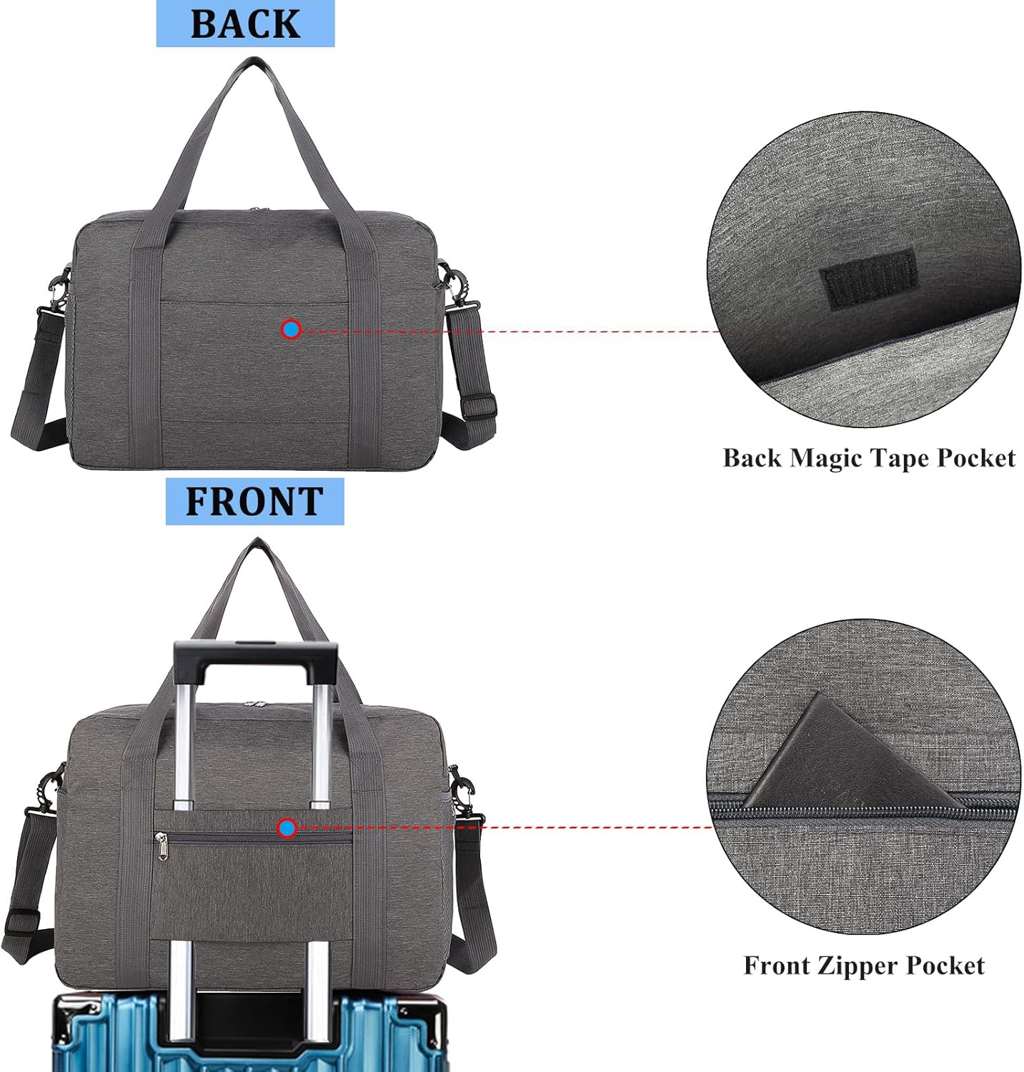 Thumbnail 5 de lifwimner Underseat Cabin Bag for EasyJet 45x32x18cm – 25L with Wet Pocket and Dual-Zip Convenience