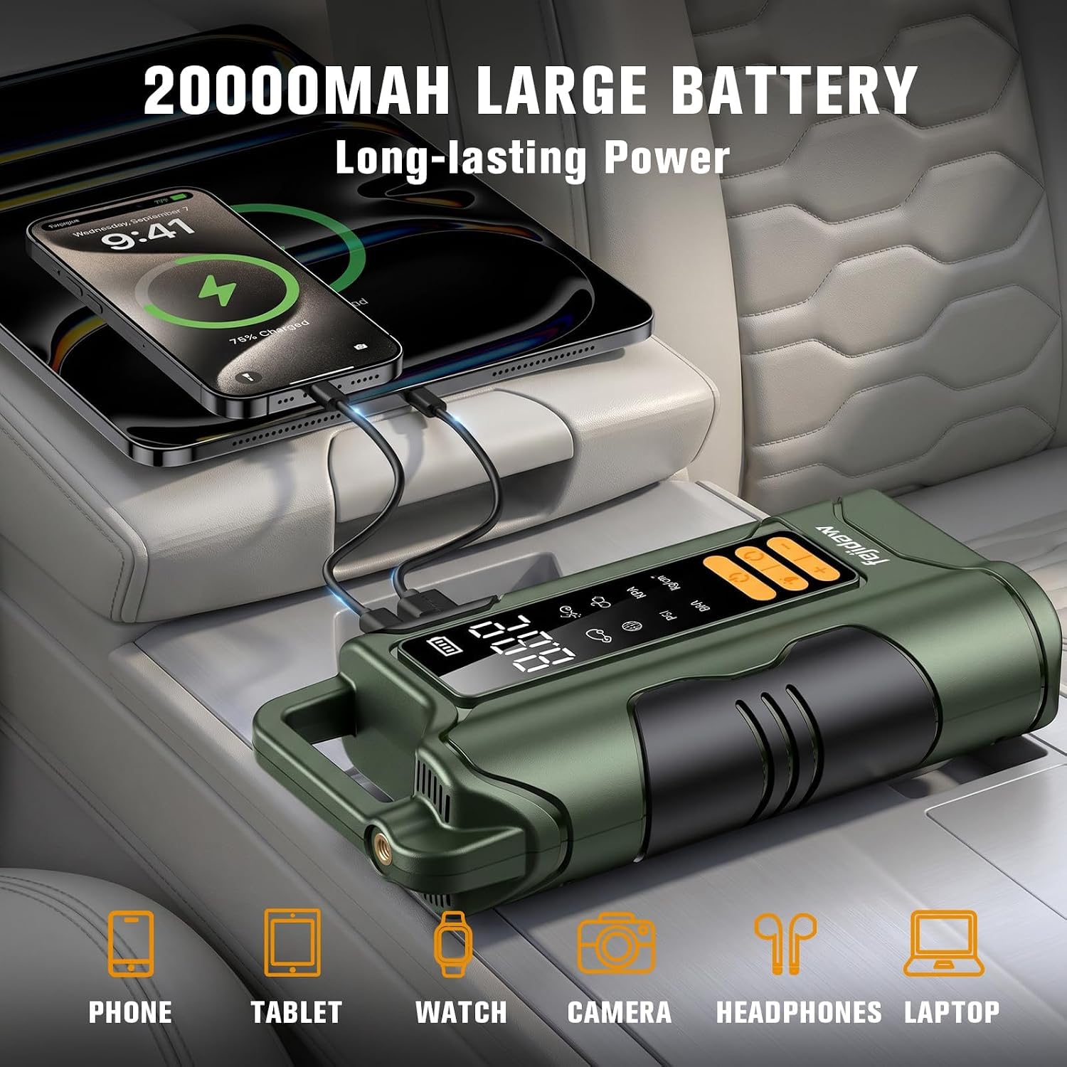 Detalle de Jump Starter with Air Compressor 6000A