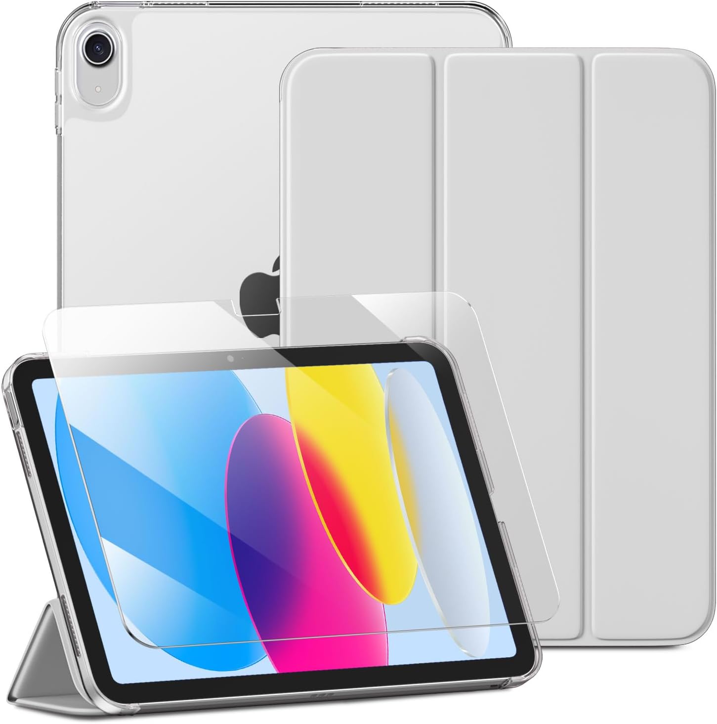 Detalle de DriveGo Hülle für iPad A16 11 Zoll & 10. Gen – transluzente PC-Hülle mit Panzerglas, Auto Sleep/Wake