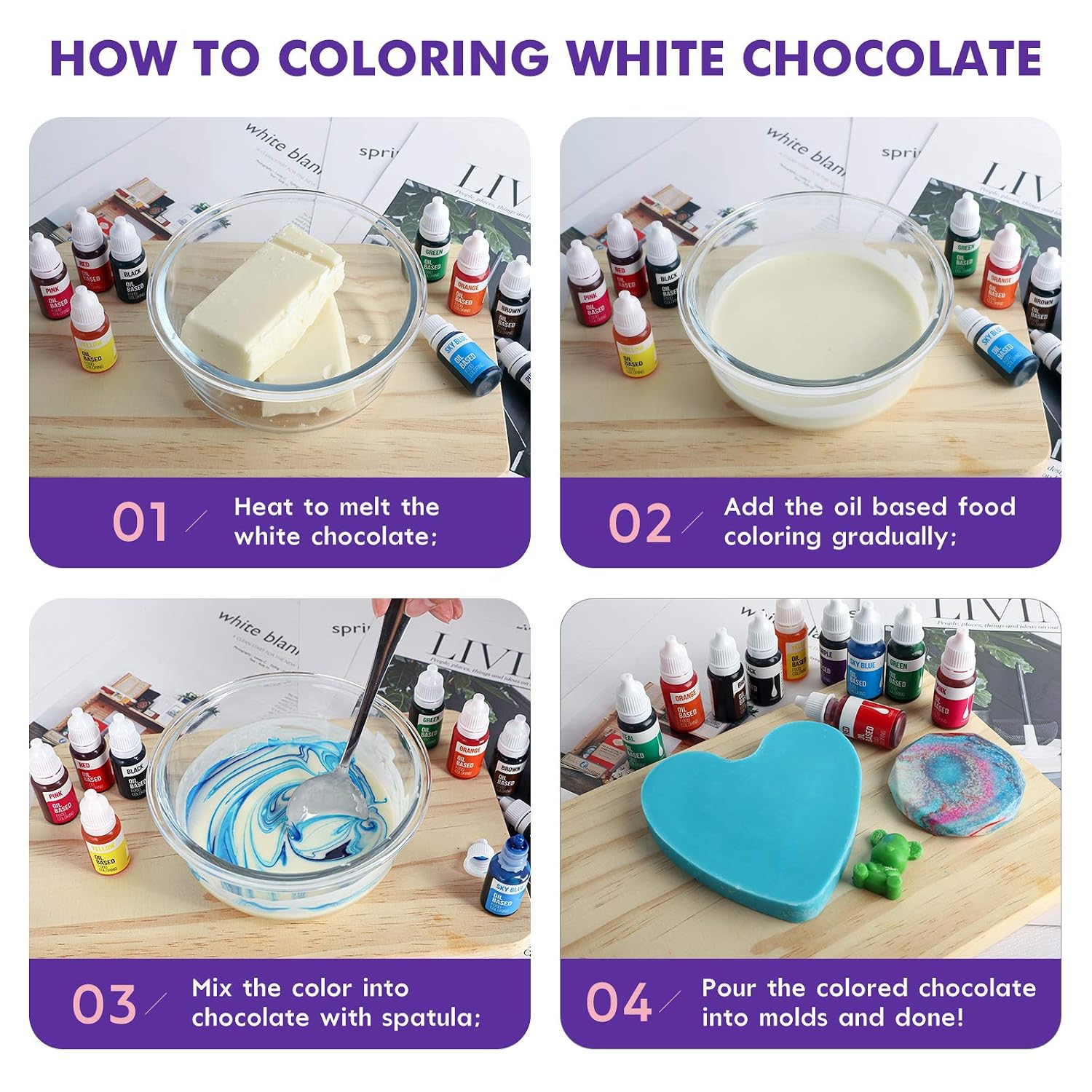 Thumbnail 2 de Nomeca Oil-Based Food Coloring for Chocolate, 10 Colors, .35 fl oz Bottles