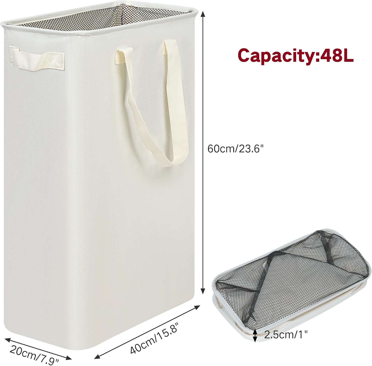 Thumbnail 2 de efluky Slim Laundry Basket: Narrow, Collapsible 48L Hamper for Small Spaces