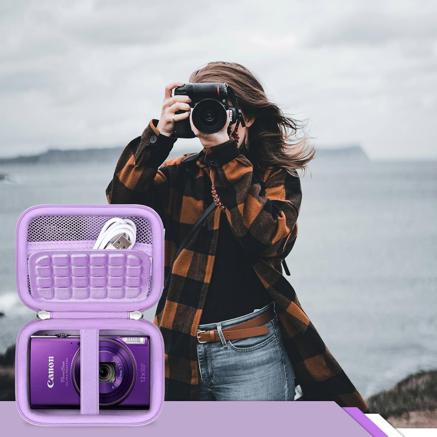 Thumbnail 6 de RAIALL Carrying Case for Canon IXUS 185/285 and Sony Cyber-shot W830 – Durable Hard Case with Mesh Pocket