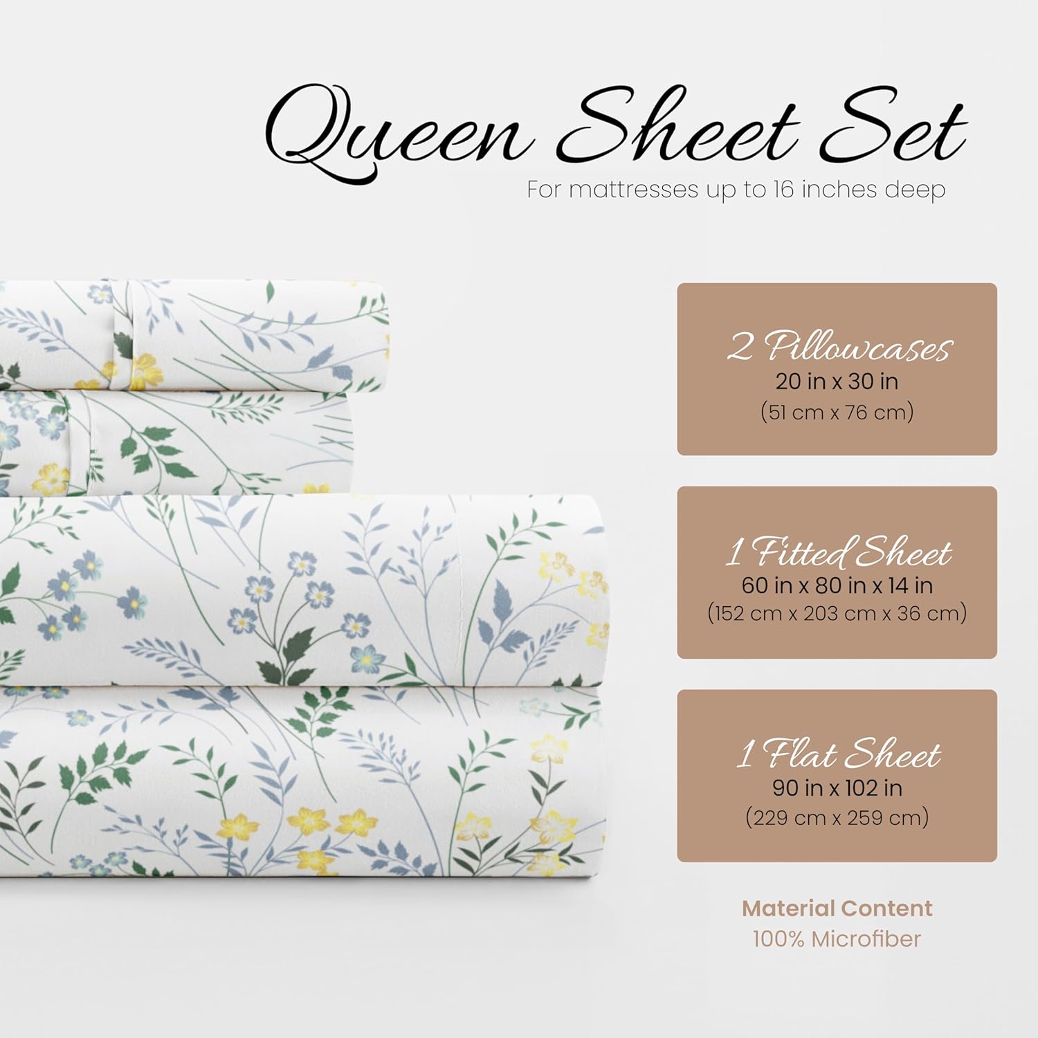 Thumbnail 1 de Linen Market Patterned Microfiber Queen Sheet Set 4 Piece – Oeko-TEX Certified Ultra Soft & Wrinkle-Free