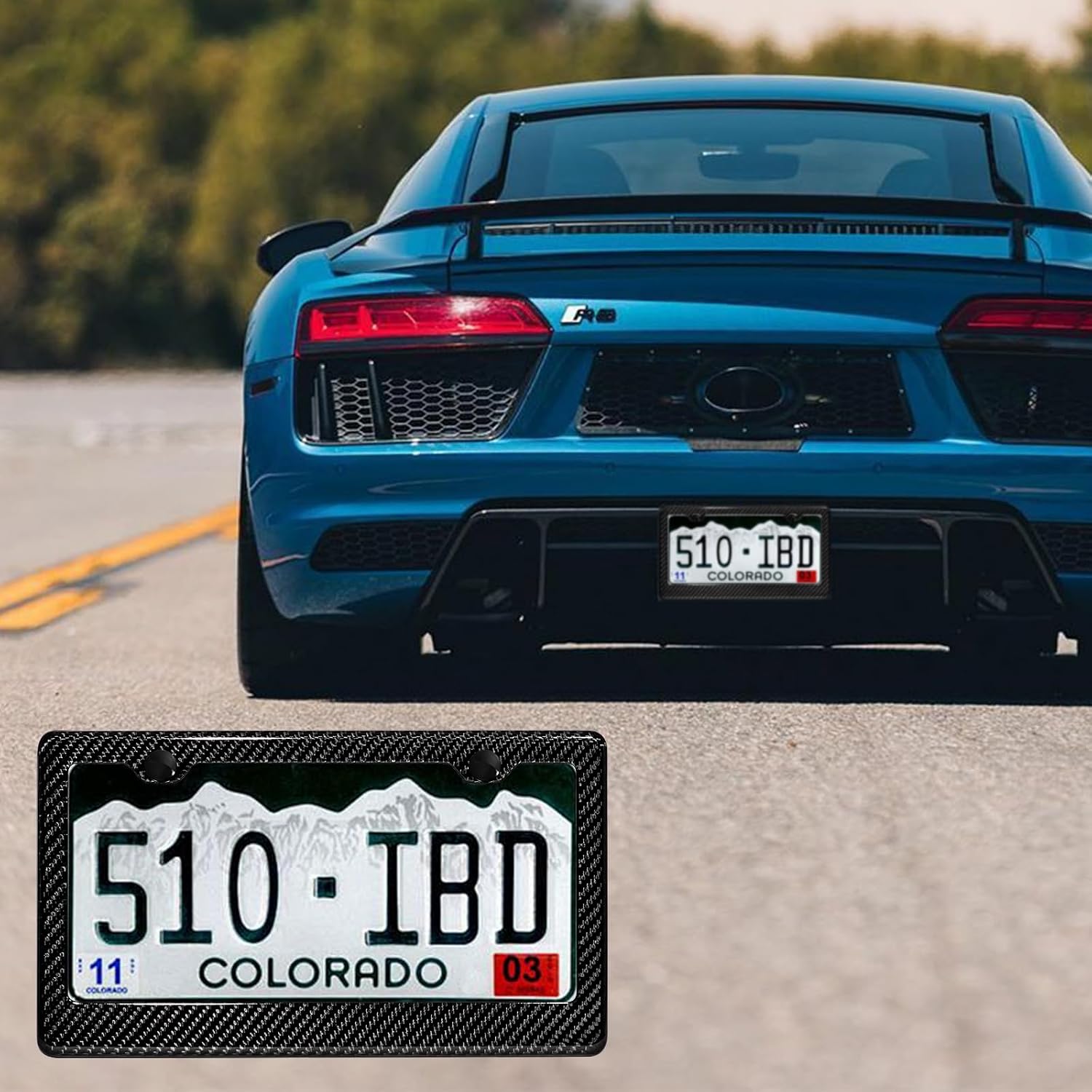 Thumbnail 6 de DCRCFIBER Real Carbon Fiber License Plate Frame - 100% Carbon Fiber, 2-Hole, Twill Pattern