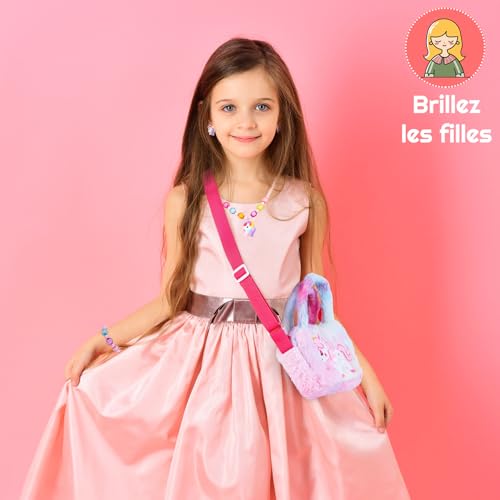 Detalle de Halinuia 13 PCS Sac licorne et bijoux pour enfants — Ensemble princesse pour filles 4–8 ans