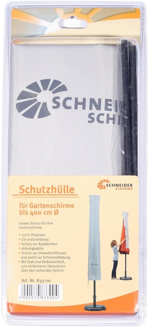 Detalle 2 de Schneider Schutzhülle für Sonnenschirme bis 300 cm Ø – silbergrau, 177 x 26/34 cm, 0,3 kg (821-00)