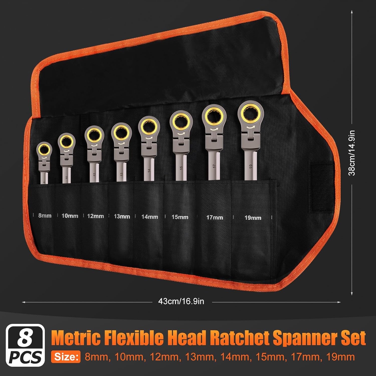 Detalle 2 de SS Shovan ratchet spanner set 8PCS, 8 to 19mm