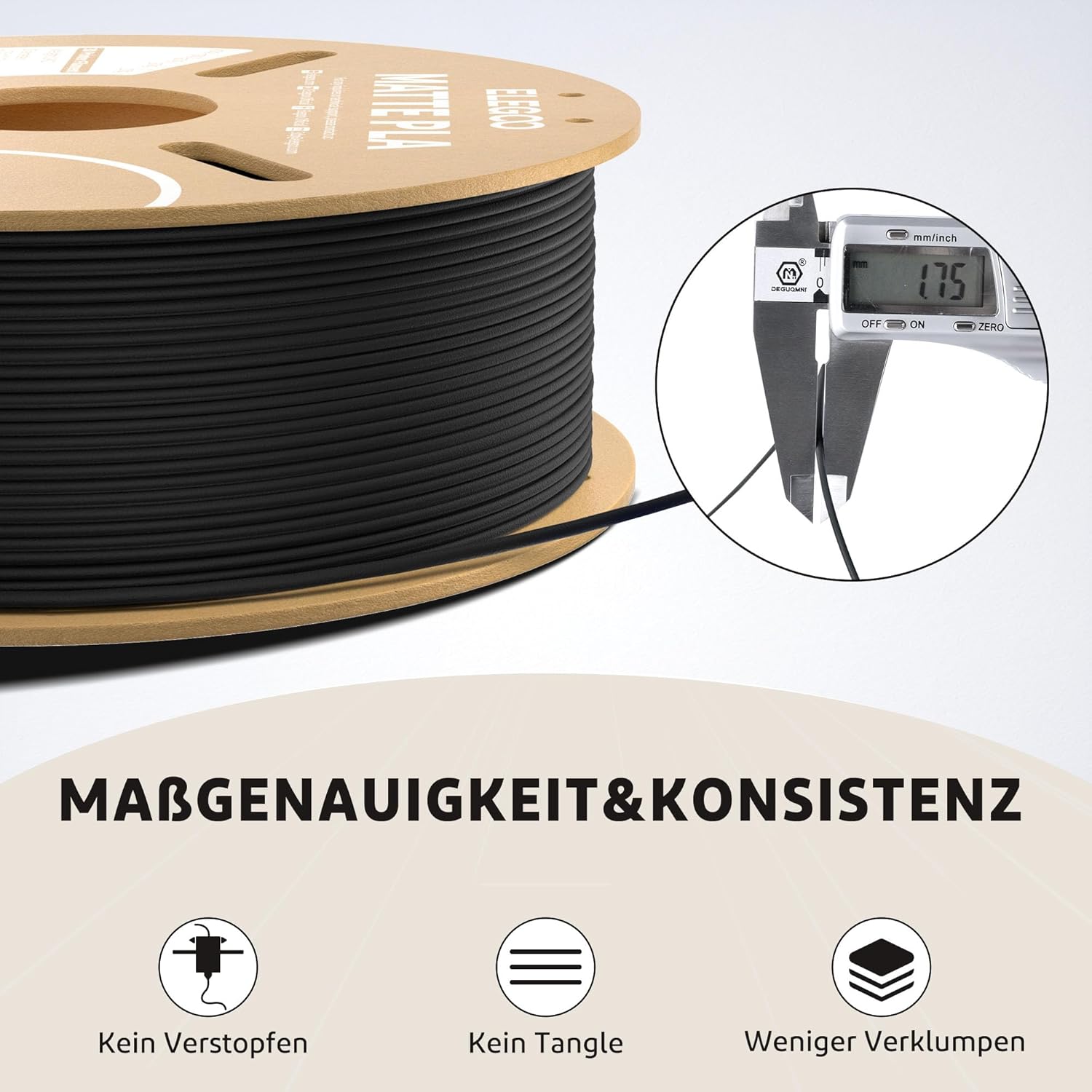 Detalle 2 de ELEGOO Matte PLA Filament 4KG – Schwarz & Weiß, 1,75 mm, 4 Spulen zu je 1 kg