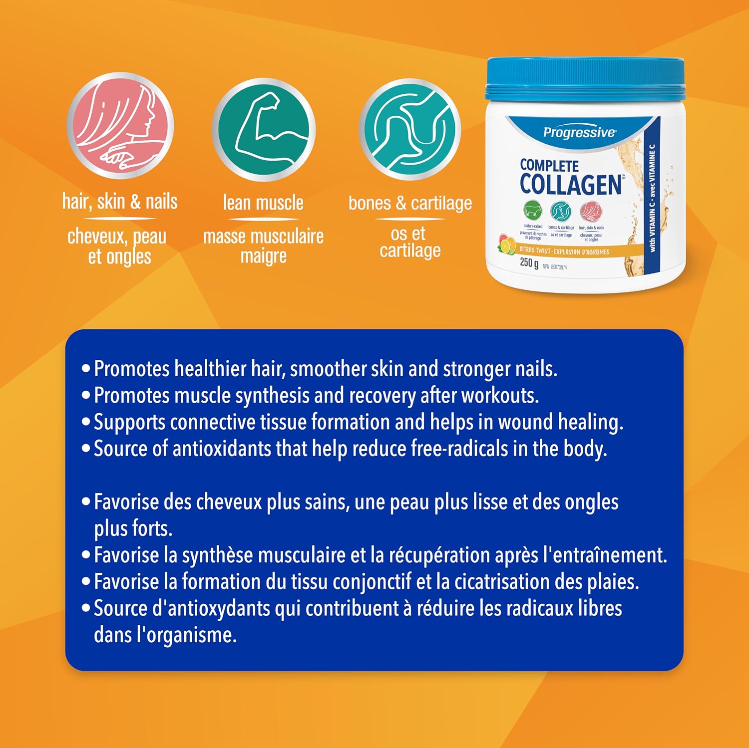 Thumbnail 2 de Progressive 3417V1 Complete Collagen Powder, Citrus Twist, 250 g