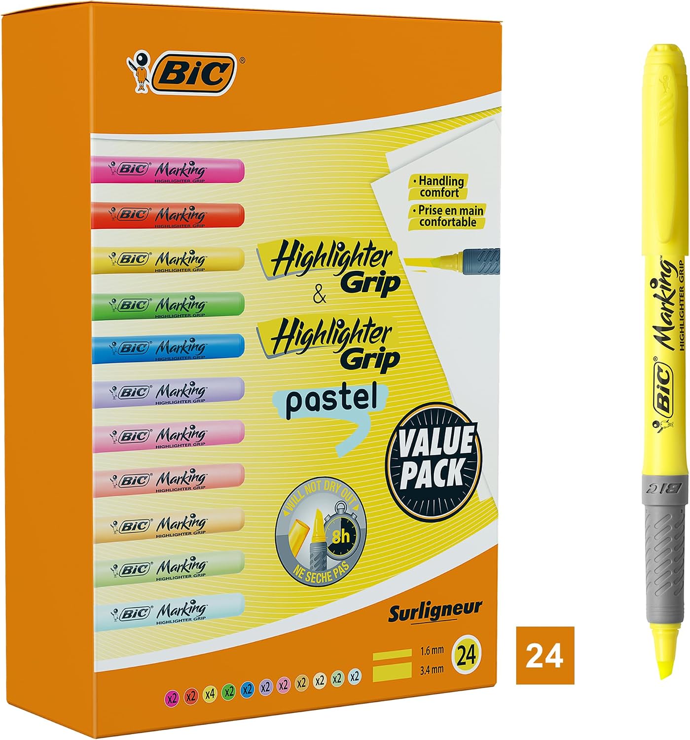 Detalle de BIC Highlighter Grip Textmarker 24er Pack