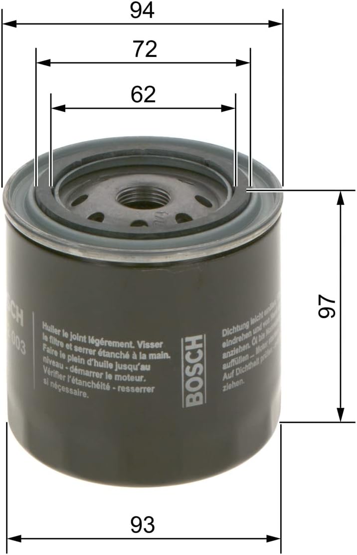 Detalle de Bosch P2003 – Filtre à huile auto, fiable et simple à installer