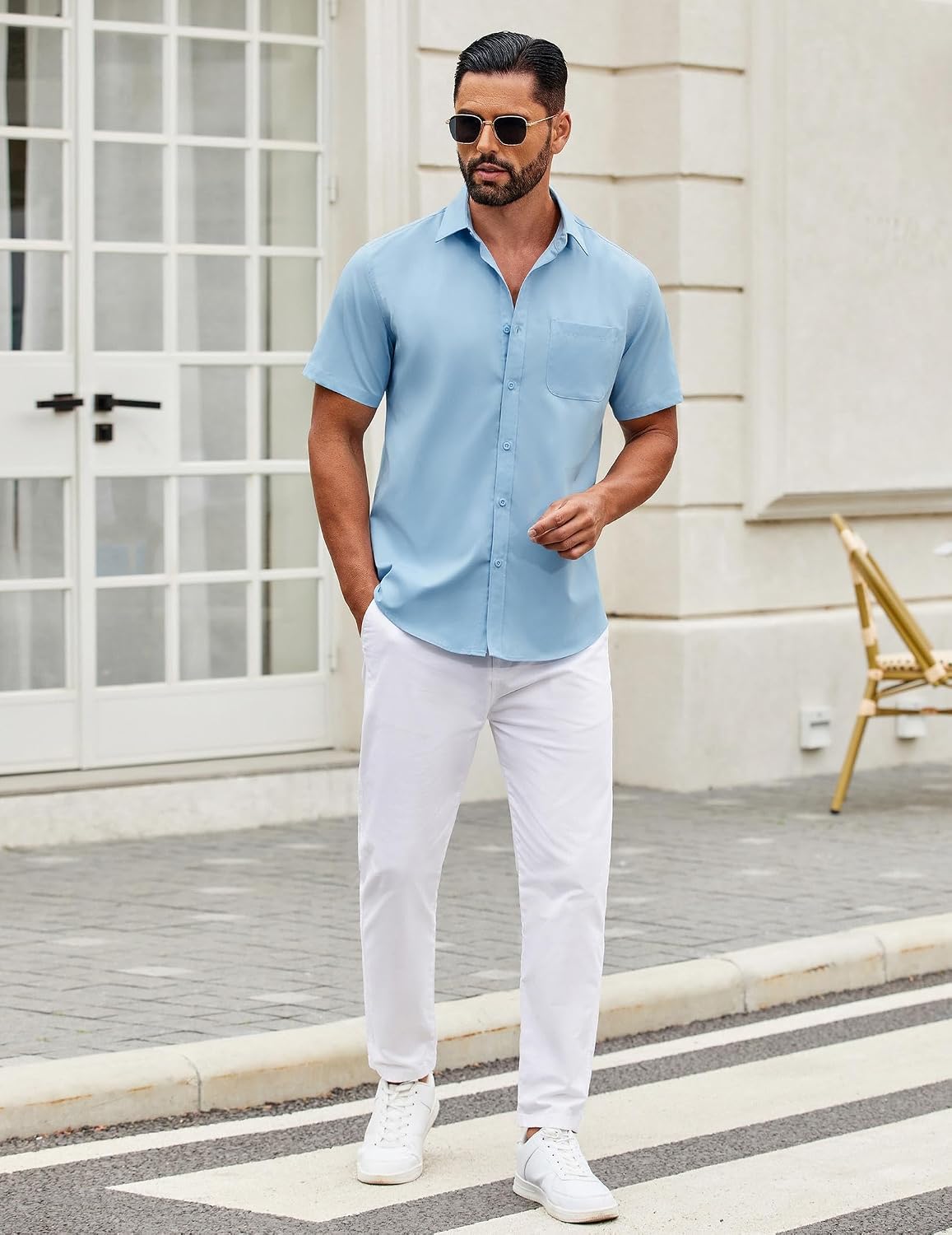 Thumbnail 2 de COOFANDY Men's Short-Sleeve Button-Down Shirt with Pocket