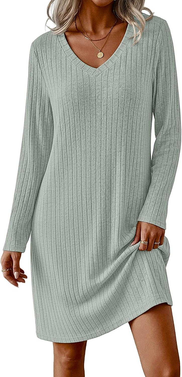 Detalle de Ekouaer Women's Ribbed-Knit Nightgown