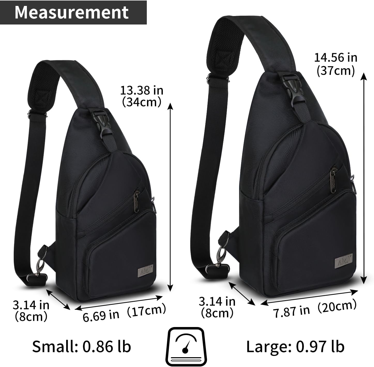 Thumbnail 1 de AMJ Crossbody Sling Bag for Men and Women — Nylon, 5 Pockets, USB-C Charging, Reversible Strap
