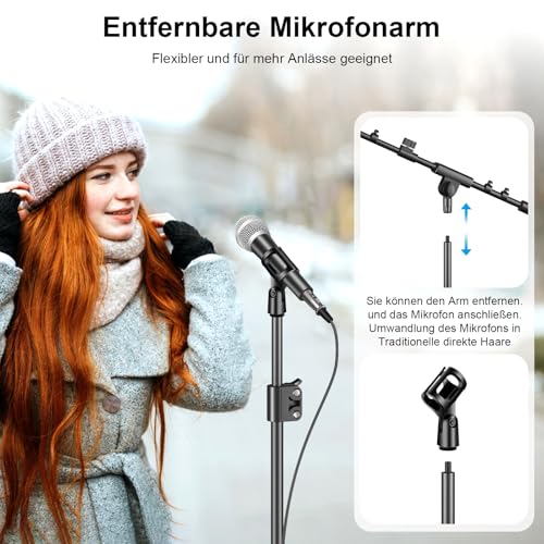 Detalle de ZOMON Microphone Stand with Tripod Boom Arm: Height-Adjustable, Heavy-Duty Floor Stand for Singing, Podcasting and Studio Use