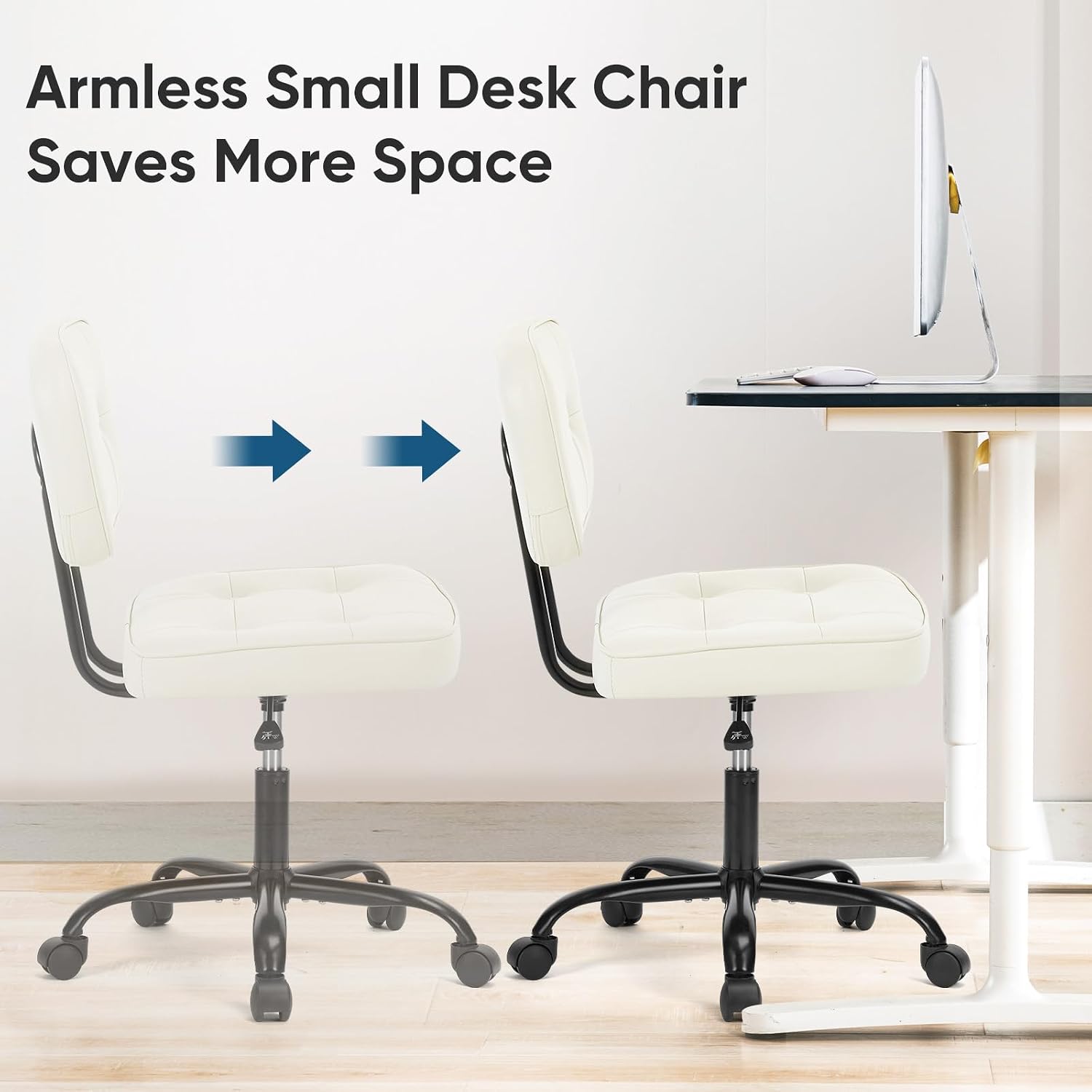 Detalle 2 de DUMOS Armless Office Chair in PU Leather