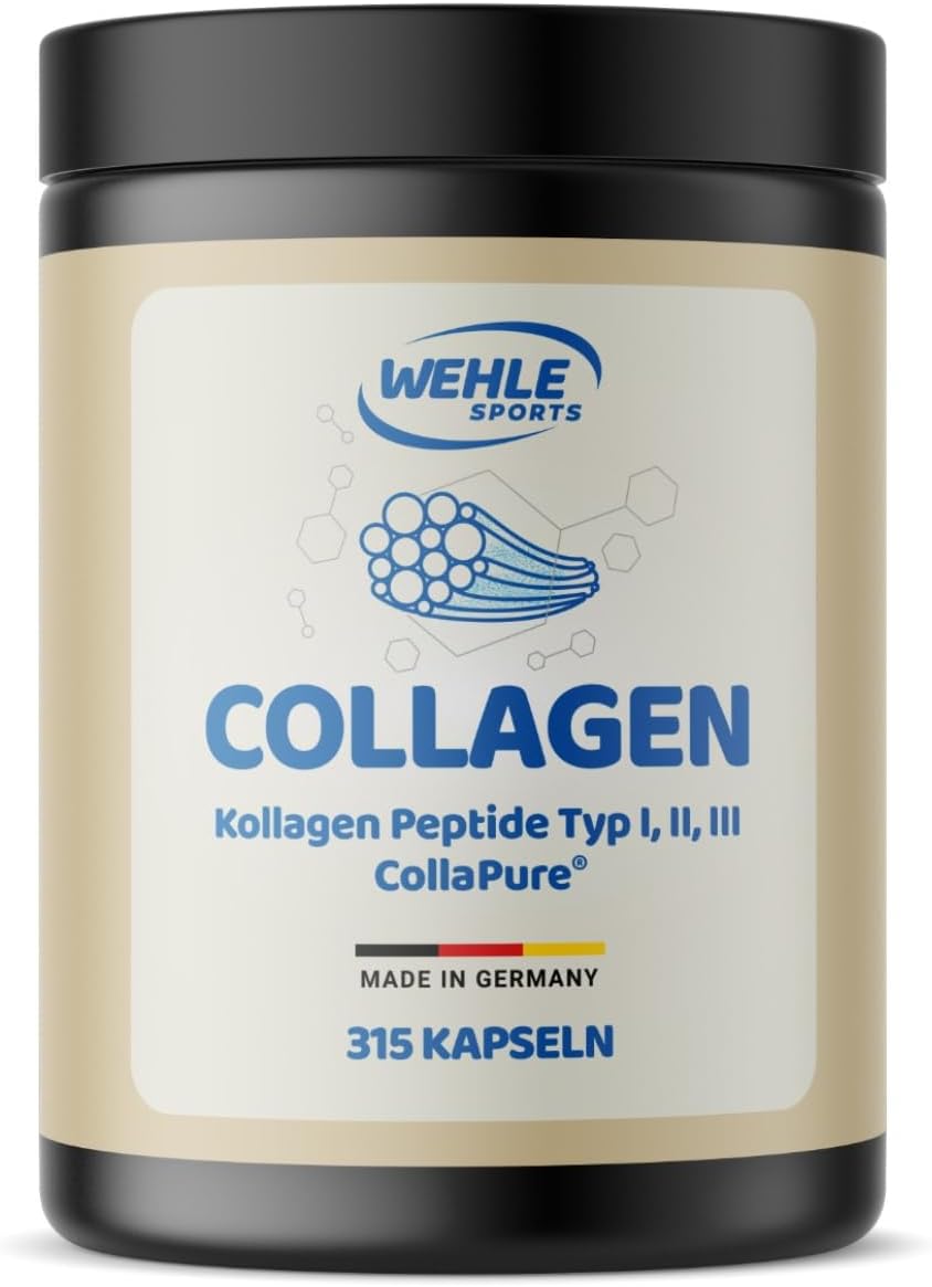 Detalle de Kollagen Kapseln hochdosiert von Wehle Sports – 315 Stück, 4550 mg Kollagen pro Tag
