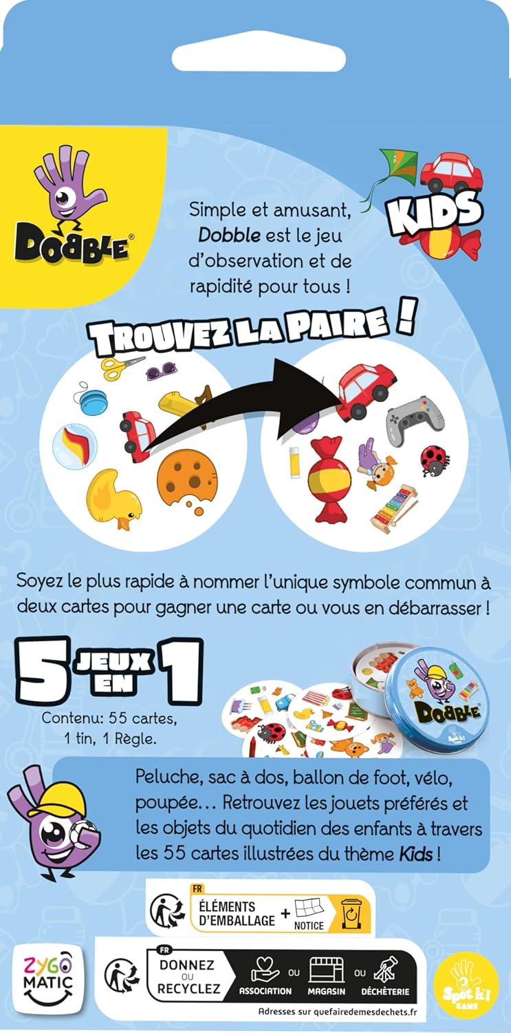 Thumbnail 2 de DOBBLE Kids – Jeu de cartes pour enfants dès 4 ans (15 min) par Asmodee