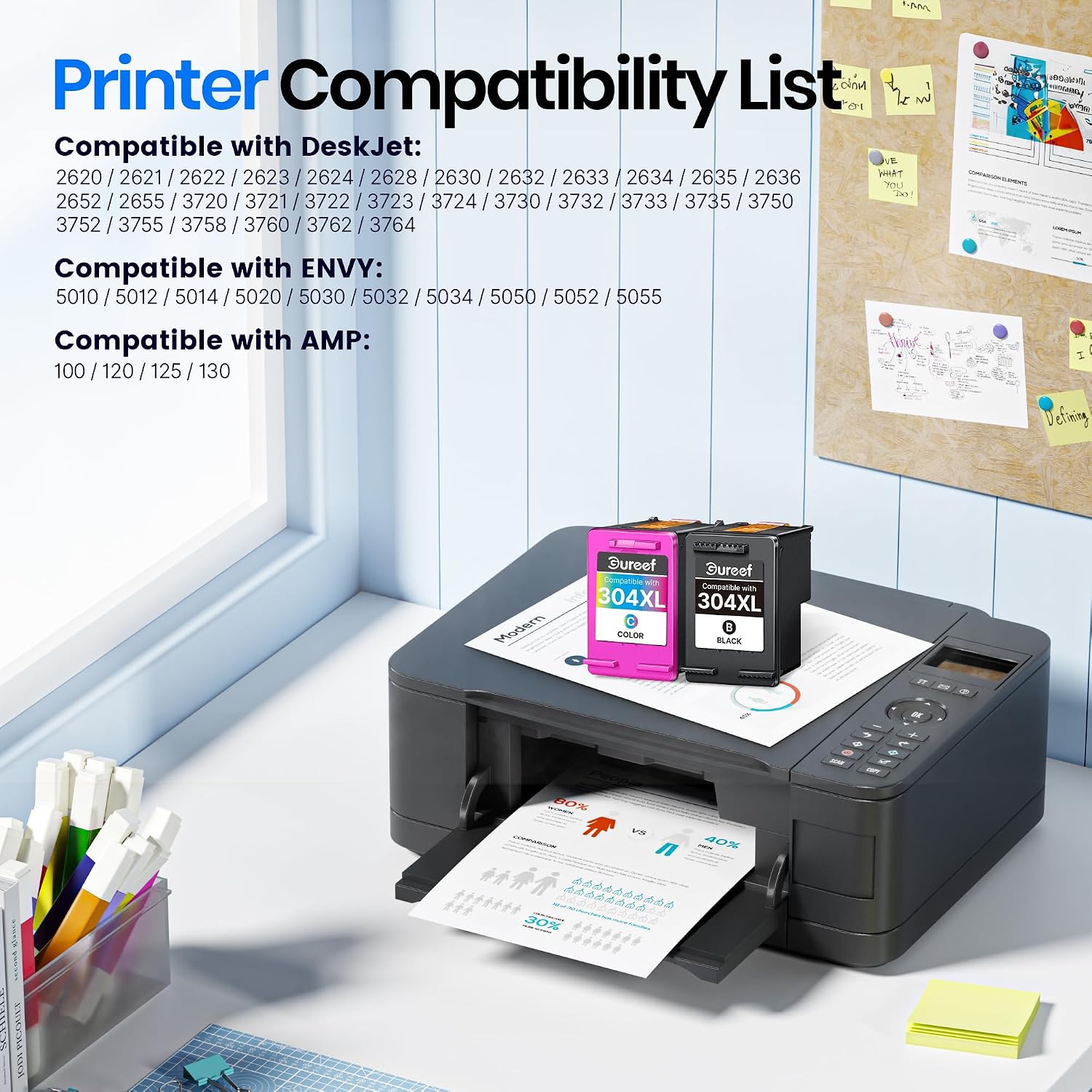 Thumbnail 1 de Gureef 304 XL Black & Colour Ink Cartridges Twin Pack for HP DeskJet/Envy – 304 XL