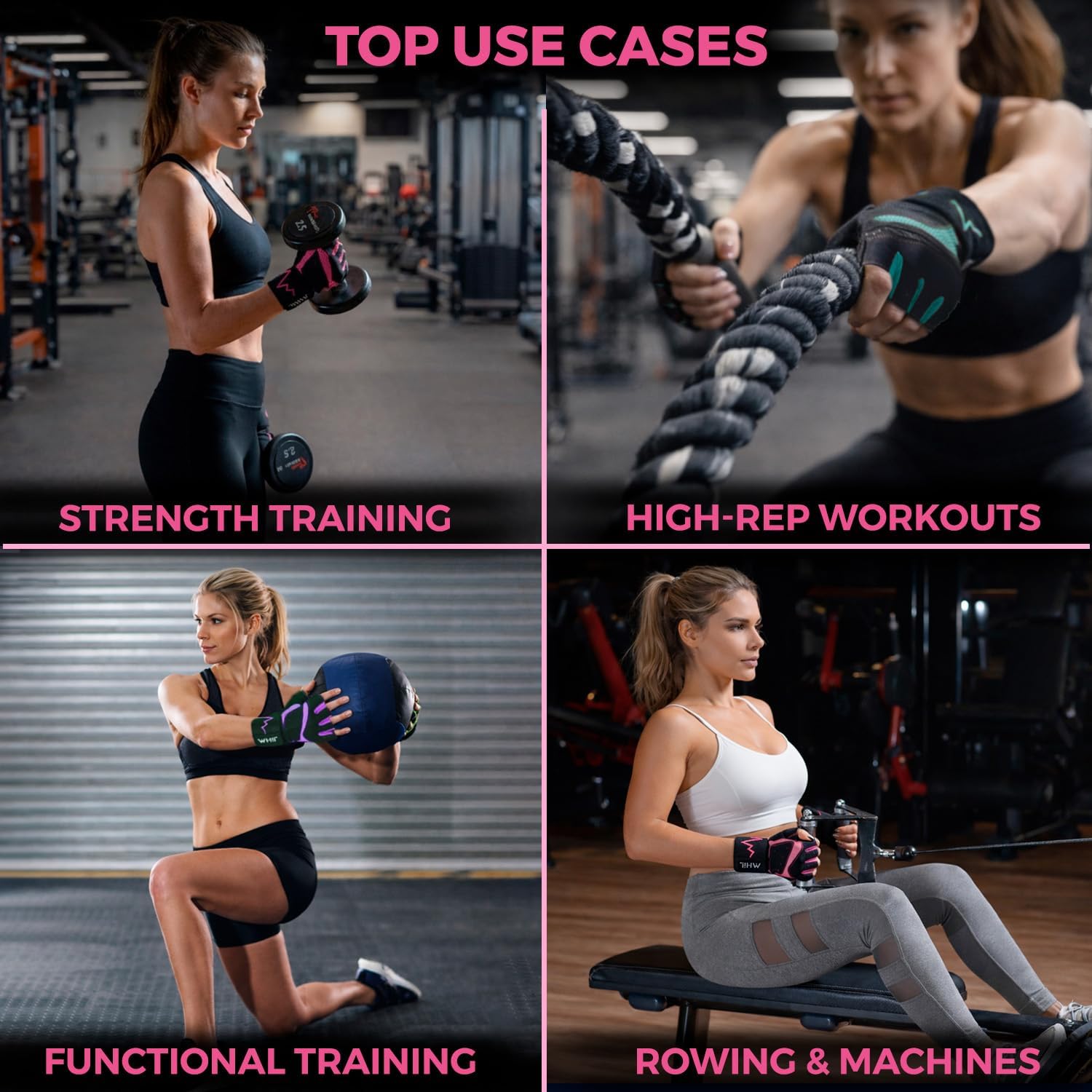 Thumbnail 6 de MhIL B9417 Workout Gloves, Purple Silicone Grip, Padding and Wrist Wraps