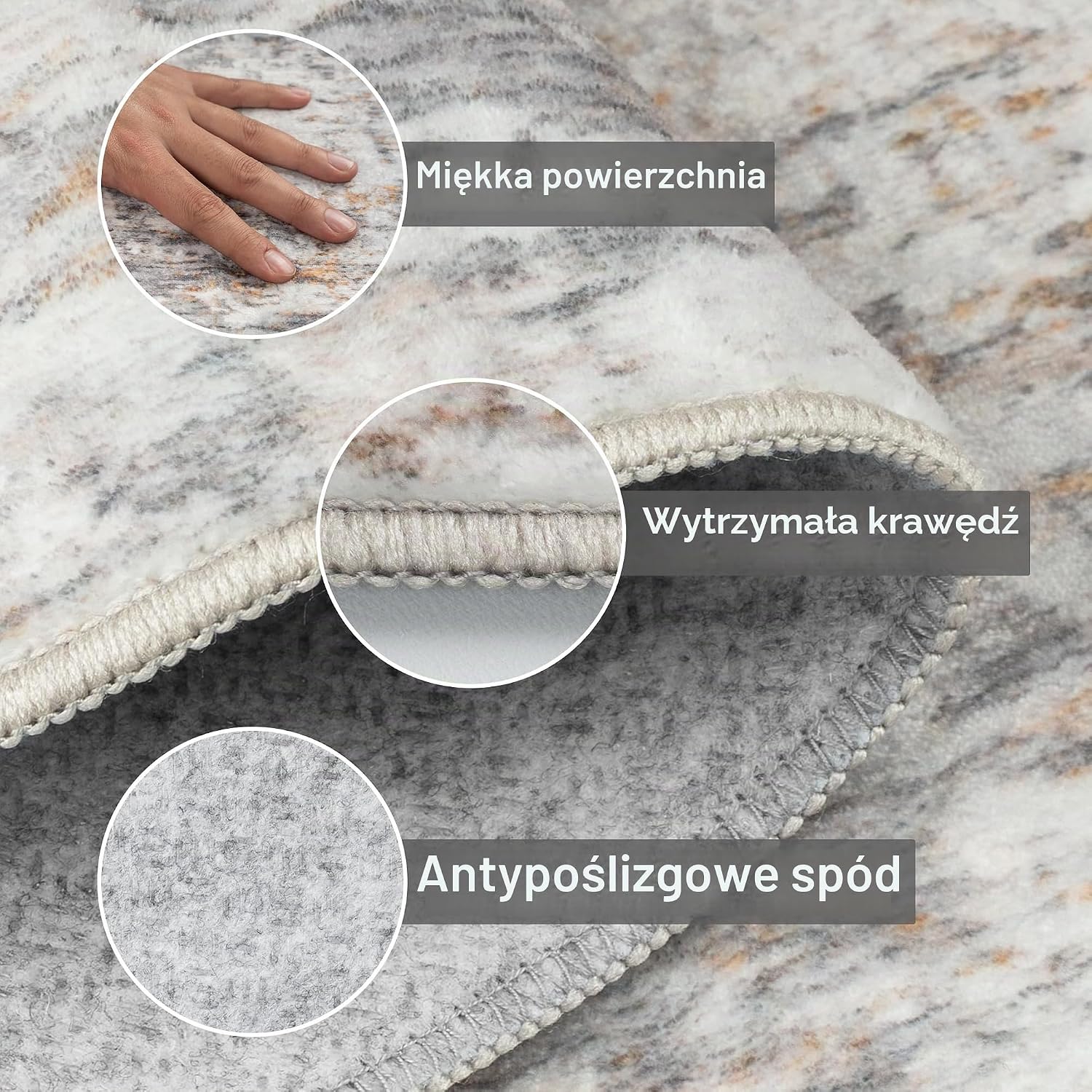 Detalle de Capslpad abstrakcyjny dywan-bieżnik 80 × 200 cm, beżowy, z krótkim włosiem
