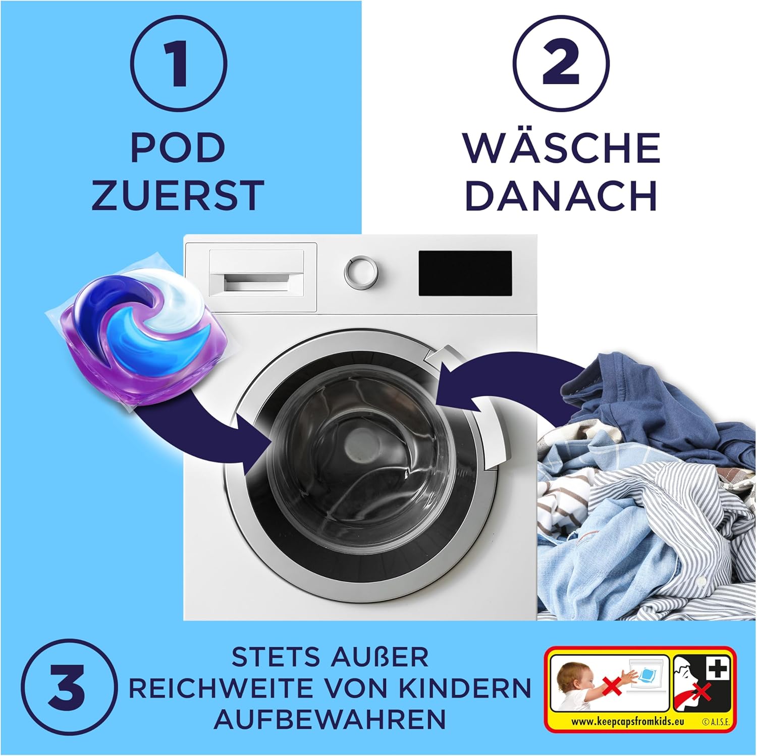 Thumbnail 6 de Lenor Waschmittel Pods, 100 Waschladungen – Aprilfrisch, Vollwaschmittel, Lang anhaltende Frische & GeruchsentfernungBei Kaltwäsche