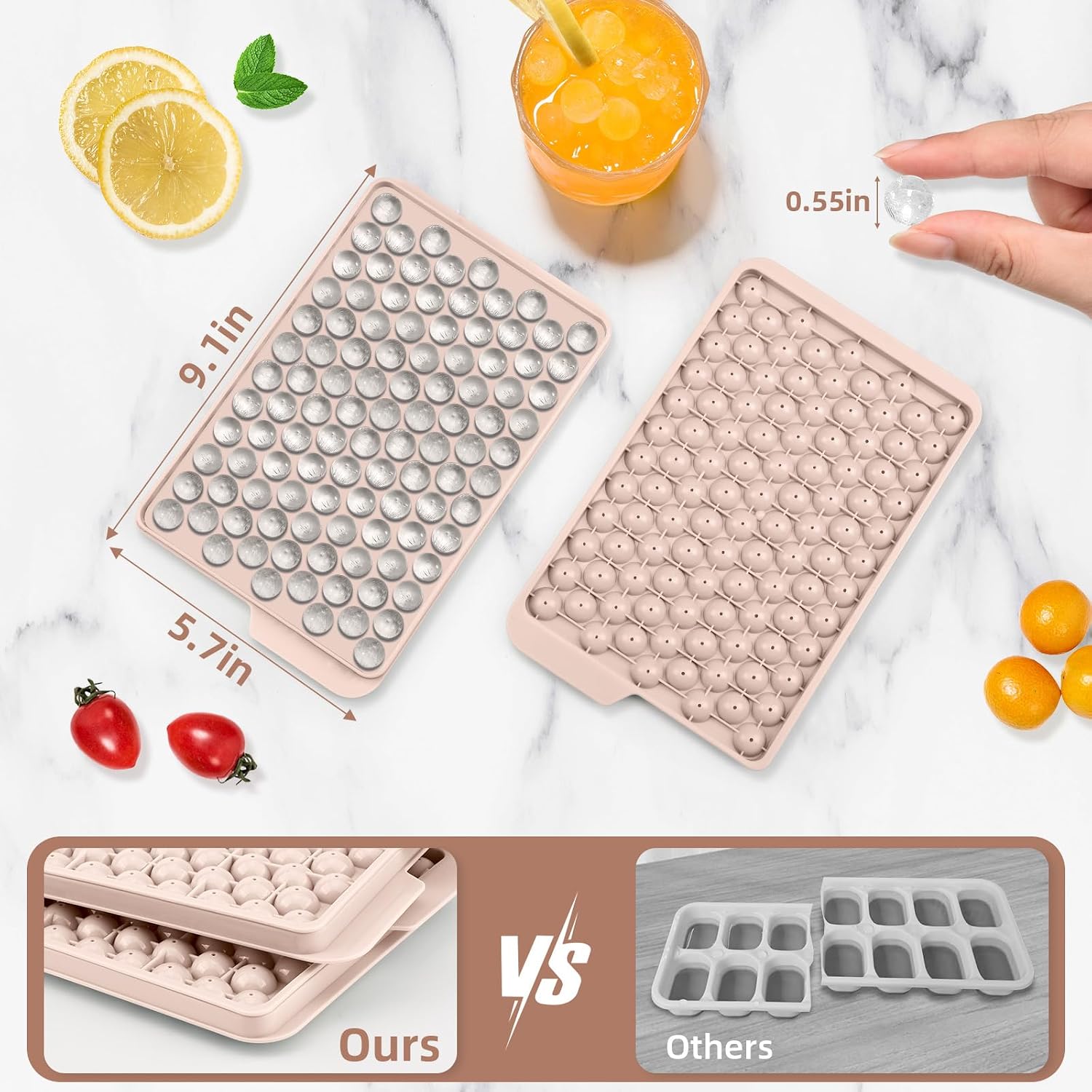 Thumbnail 4 de WIBIMEN Mini Ice Cube Trays with Lid (4-Pack) – 0.55" Pebble Ice, Stackable with Ice Box & Scoop