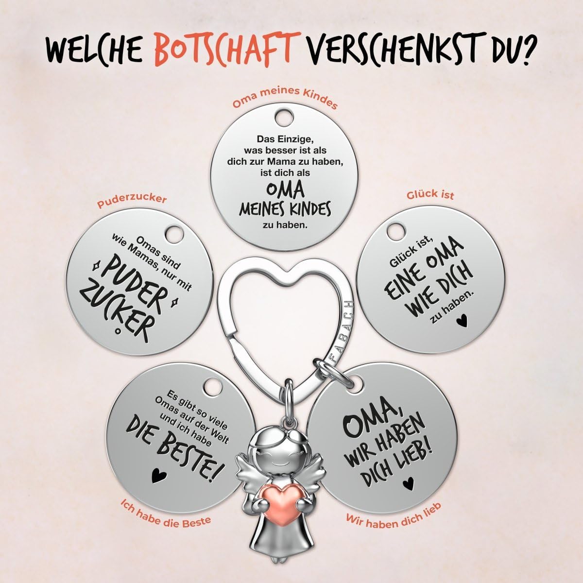 Thumbnail 6 de FABACH Beste Oma Schlüsselanhänger Schutzengel mit Herz – Gravur und Glücksbringer für die beste Oma der Welt