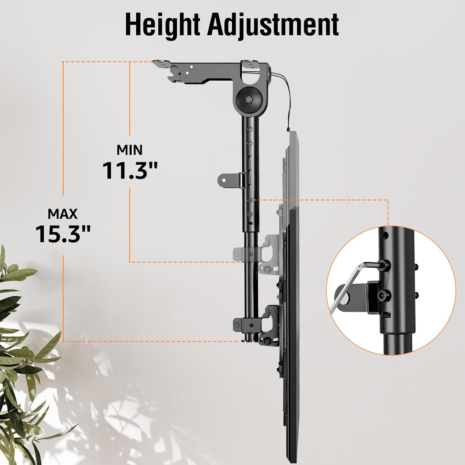 Detalle de ELIVED YD3030 Flip Down Ceiling TV Mount (14–40 in) with 360° Swivel and Height Adjustment